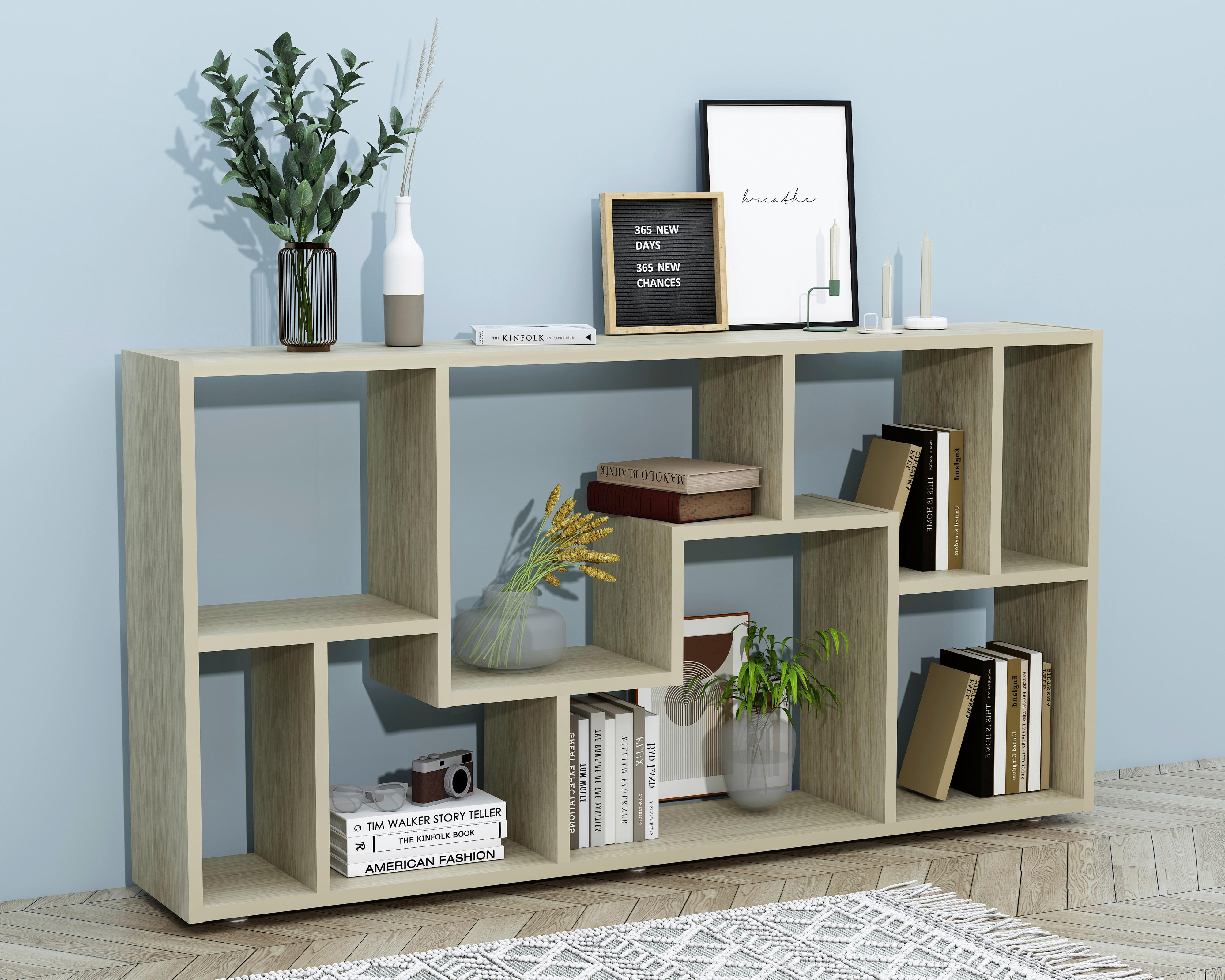 Regal Lanisa Honigeiche Dekor - Honigeiche/Silberfarben, Design, Holzwerkstoff (116/58/20cm) - MID.YOU