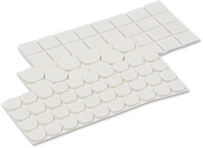 Filzgleiter-Set Versch. Größen 88--Teilig. Weiß Selbstklebend