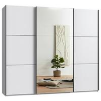 Schwebetürenschrank Indian A Weiß Dekor/spiegel, B:250cm - Weiß, KONVENTIONELL, Glas/Holzwerkstoff (250/216/65cm)