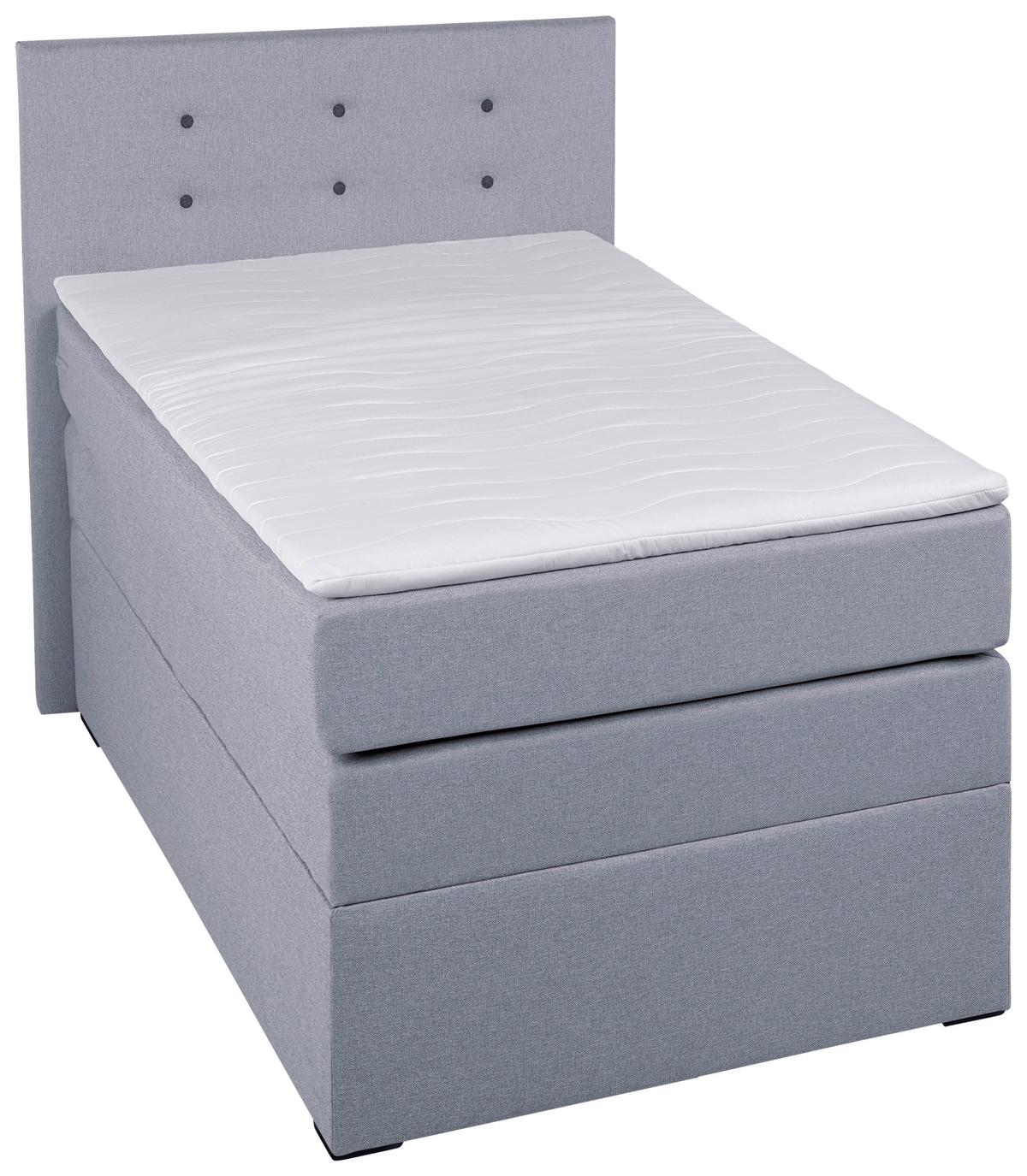 Boxspringbett Siam 2 90x200 Silber - Silberfarben/Schwarz, MODERN, Holzwerkstoff/Textil (90/200cm)