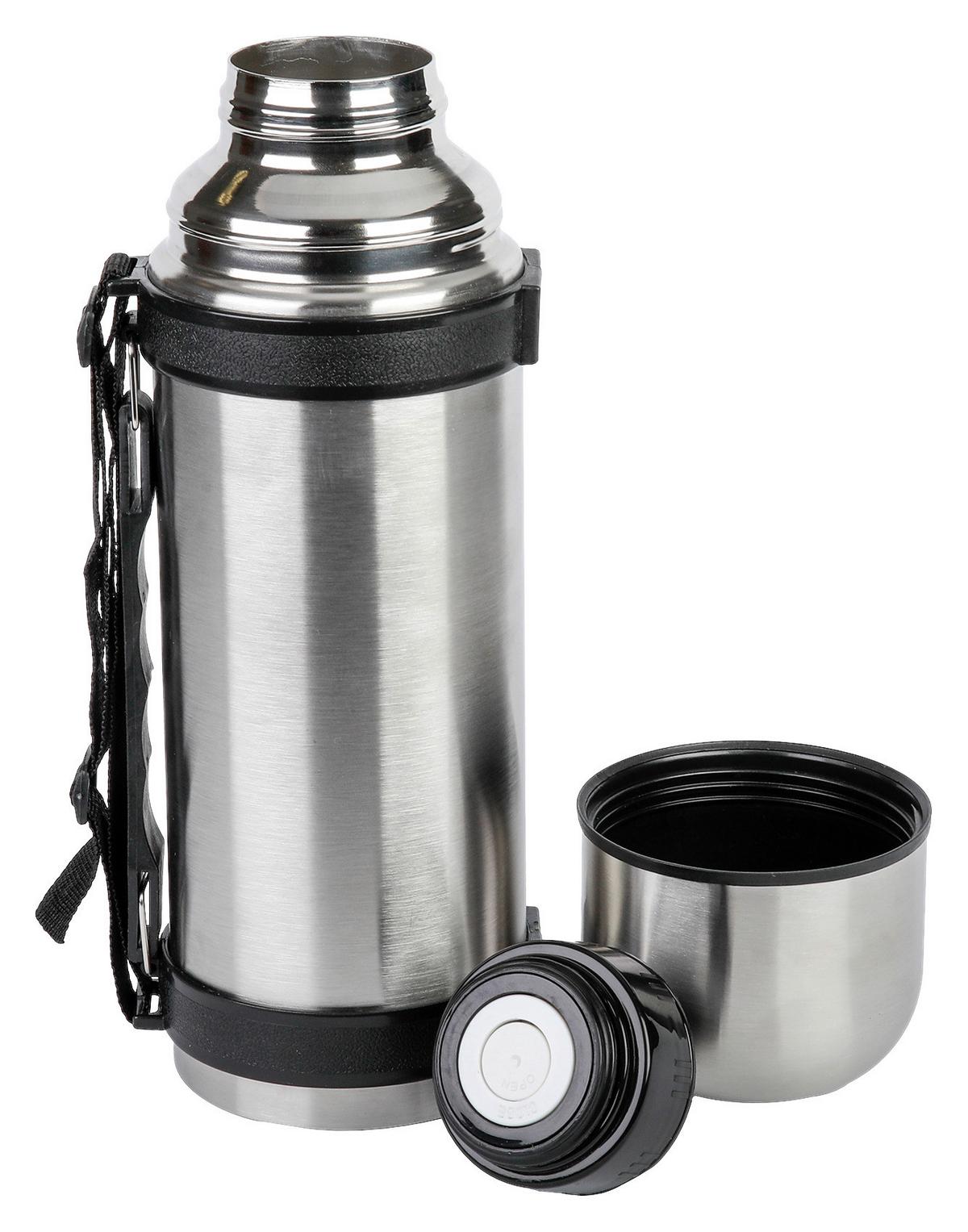 Isolierflasche Almi - Edelstahlfarben/Schwarz, Basics, Kunststoff/Metall (9,5/9,5/28,5cm) - Luca Bessoni