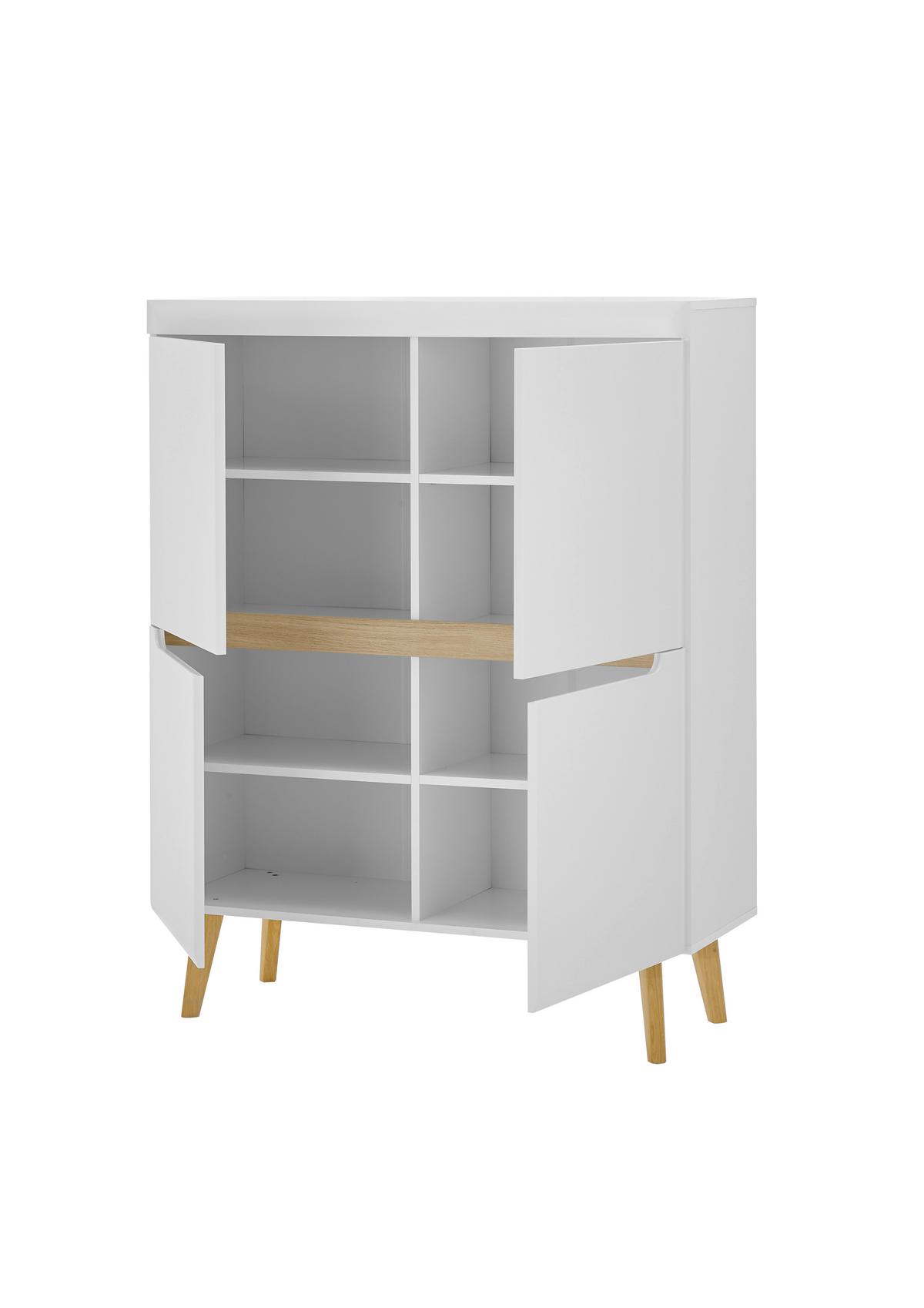 Highboard Svante Torge Weiß/Eichefarben B: 107 cm - Eichefarben/Weiß, Design, Holzwerkstoff (107/134/40cm) - MID.YOU