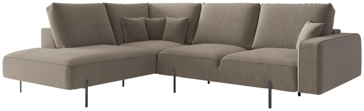 Ecksofa Celaya Champagner S: 223x280 cm - Champagner/Schwarz, Design, Textil (223/280/223cm) - Livetastic