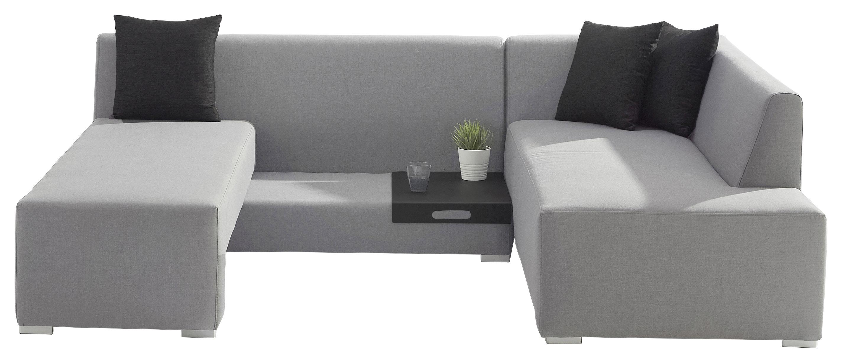 Loungegarnitur 3-Tlg Wellington Textil mit Kissen - Grau, Basics, Textil (300/150/70cm)
