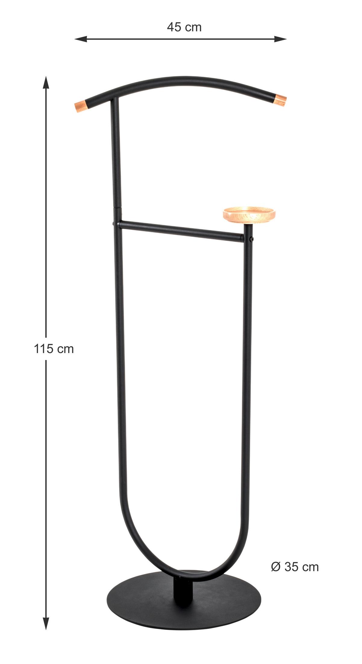 Němý sluha EVERTON - černá/barvy buku, Moderní, kov/dřevo (45/115/34cm)