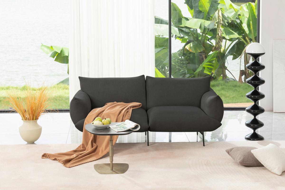 Sofa Honey - Anthrazit/Schwarz, Trend, Textil (185/77/83cm) - P & B