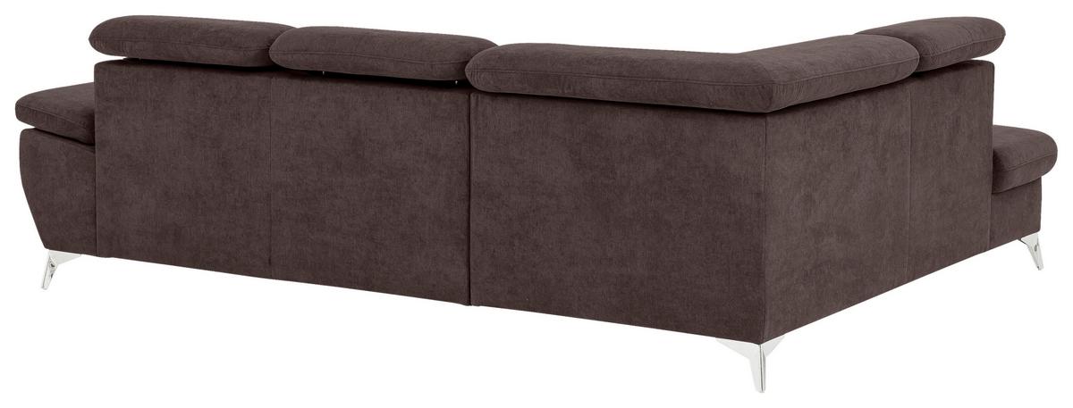 Ecksofa Mit Schlaffunktion Und Bettkasten Gisele Braun - Chromfarben/Dunkelbraun, KONVENTIONELL, Textil (209/256cm) - Livetastic