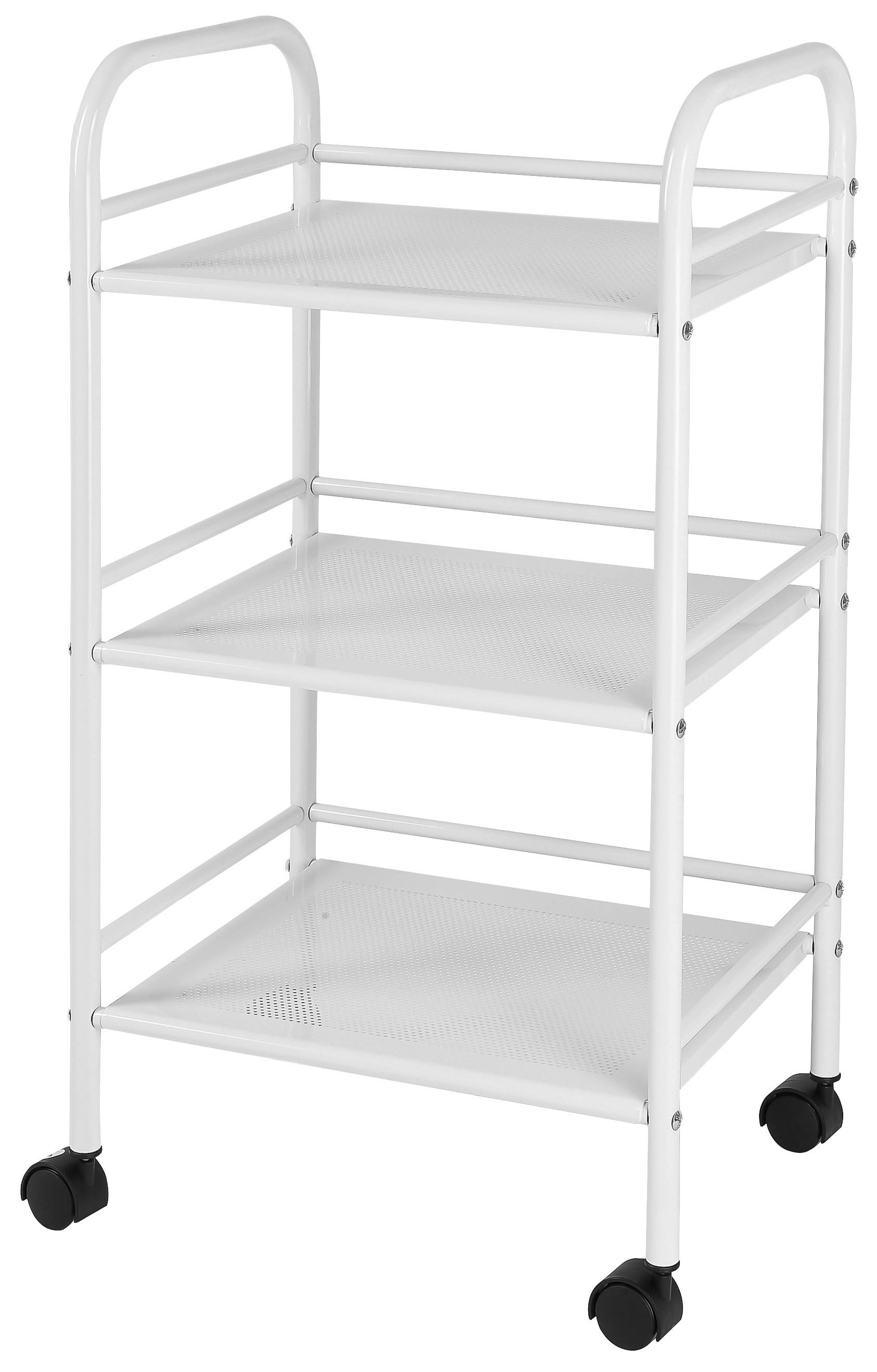 Allzweckwagen Rimini 3 Ablagefächer Weiß B: 41 cm - Weiß, MODERN, Kunststoff/Metall (41/75/32cm)