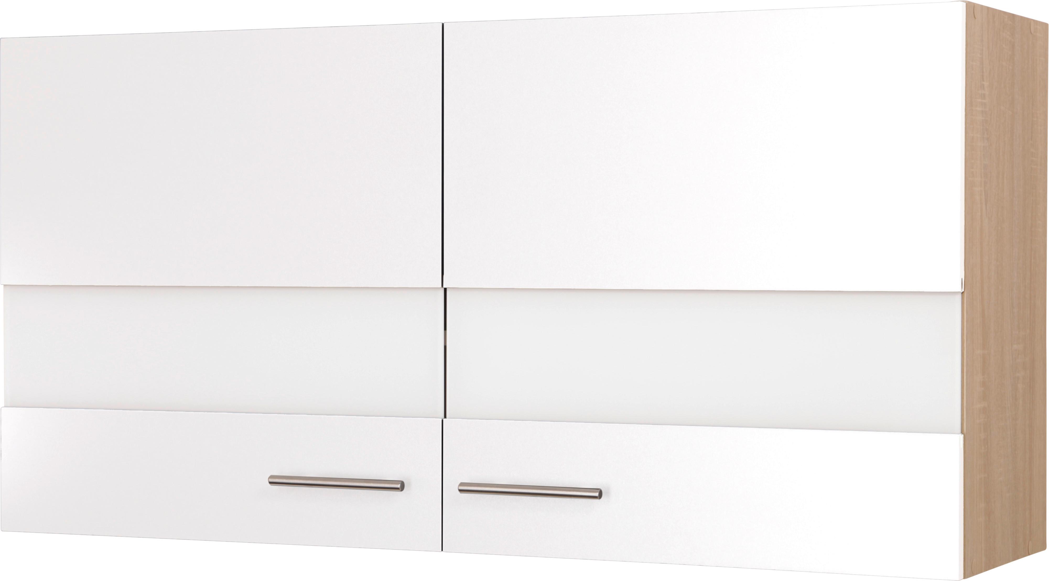 Küchenoberschrank Merle Weiß/Eiche Dekor B:110cm - Eichefarben/Weiß, Basics, Glas/Holzwerkstoff (110/56,1/34,6cm) - Respekta