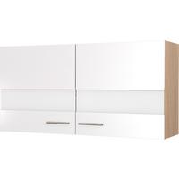 Küchenoberschrank Merle Weiß/Eiche Dekor B:110cm - Eichefarben/Weiß, Basics, Glas/Holzwerkstoff (110/56,1/34,6cm) - Respekta