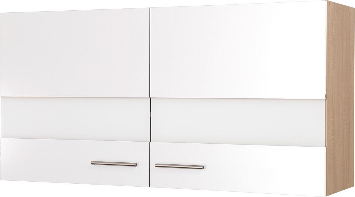Küchenoberschrank Merle Weiß/Eiche Dekor B:110cm - Eichefarben/Weiß, Basics, Glas/Holzwerkstoff (110/56,1/34,6cm) - Respekta
