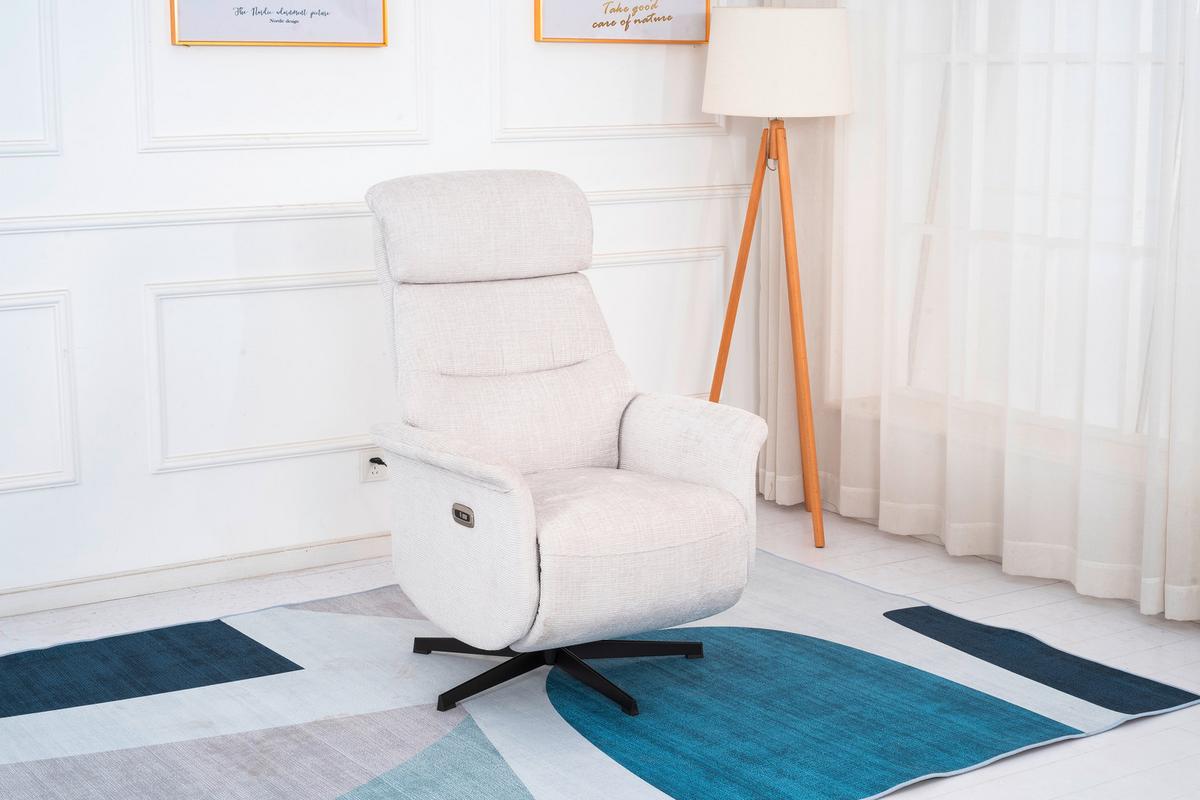 Relaxsessel Manila Chenille Silber, B: 73 Cm - Silberfarben/Schwarz, MODERN, Textil/Metall (73/113/89cm)