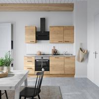 Kuchynská linka 210 cm, dub Sierra - čierna/farba duba, Modern, kov/kompozitné drevo (210cm) - Nobilia