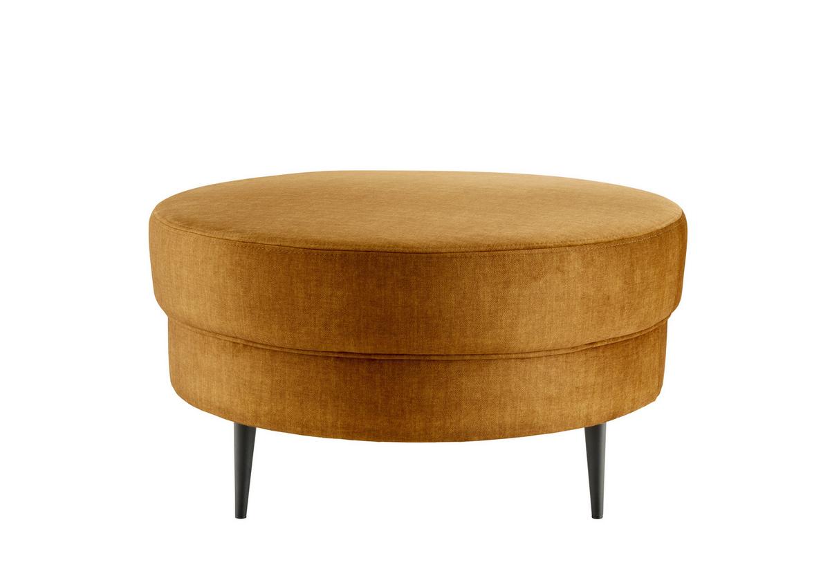 Hocker Pistaccio Gelb Velours, D: 80 cm Gelb - Gelb/Schwarz, MODERN, Textil (80/43cm) - Livetastic