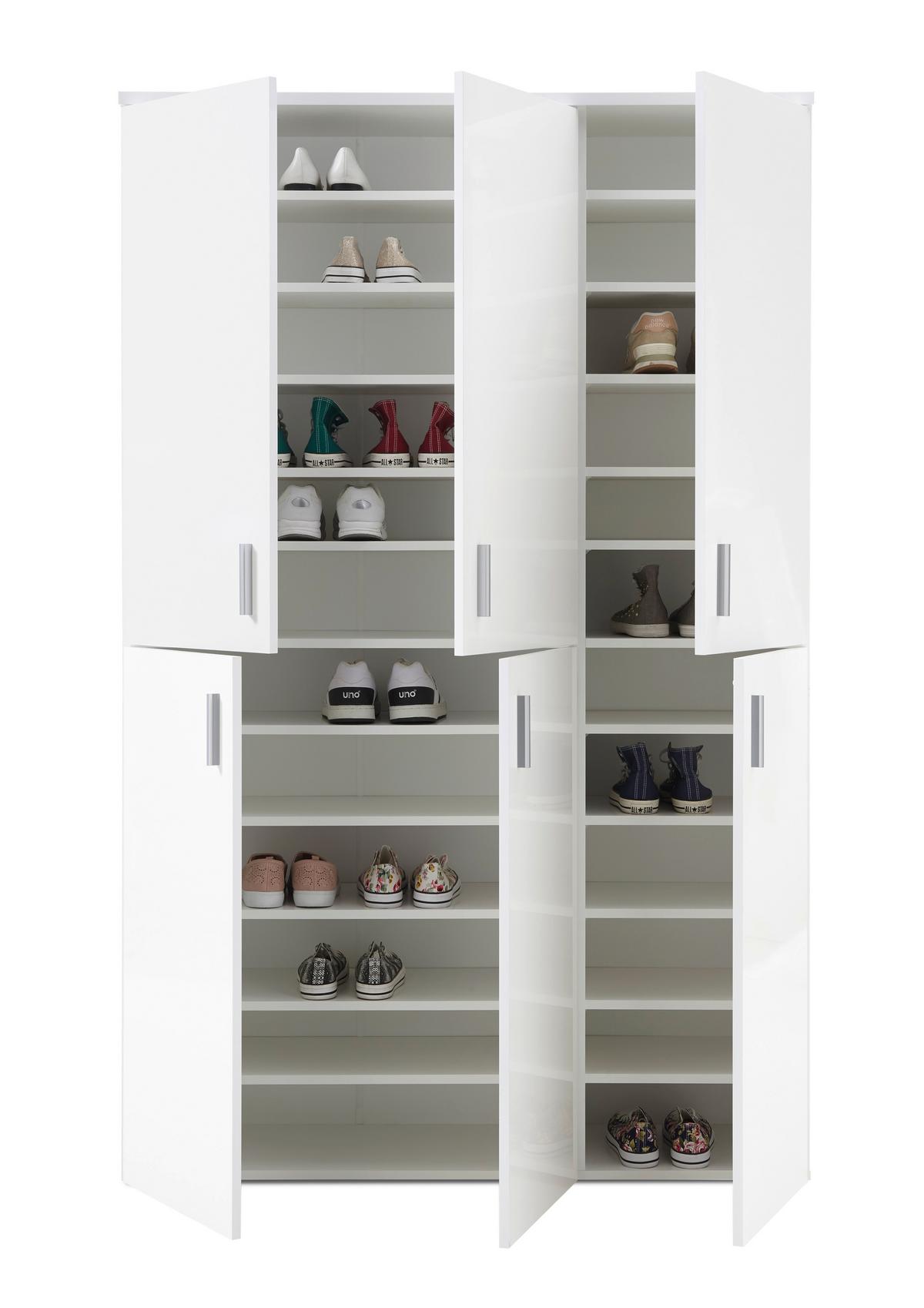 Schuhschrank Lincoln Weiß Dekor 6-Türig B: 120 cm - Weiß, Design, Holzwerkstoff (120/190/35cm) - MID.YOU