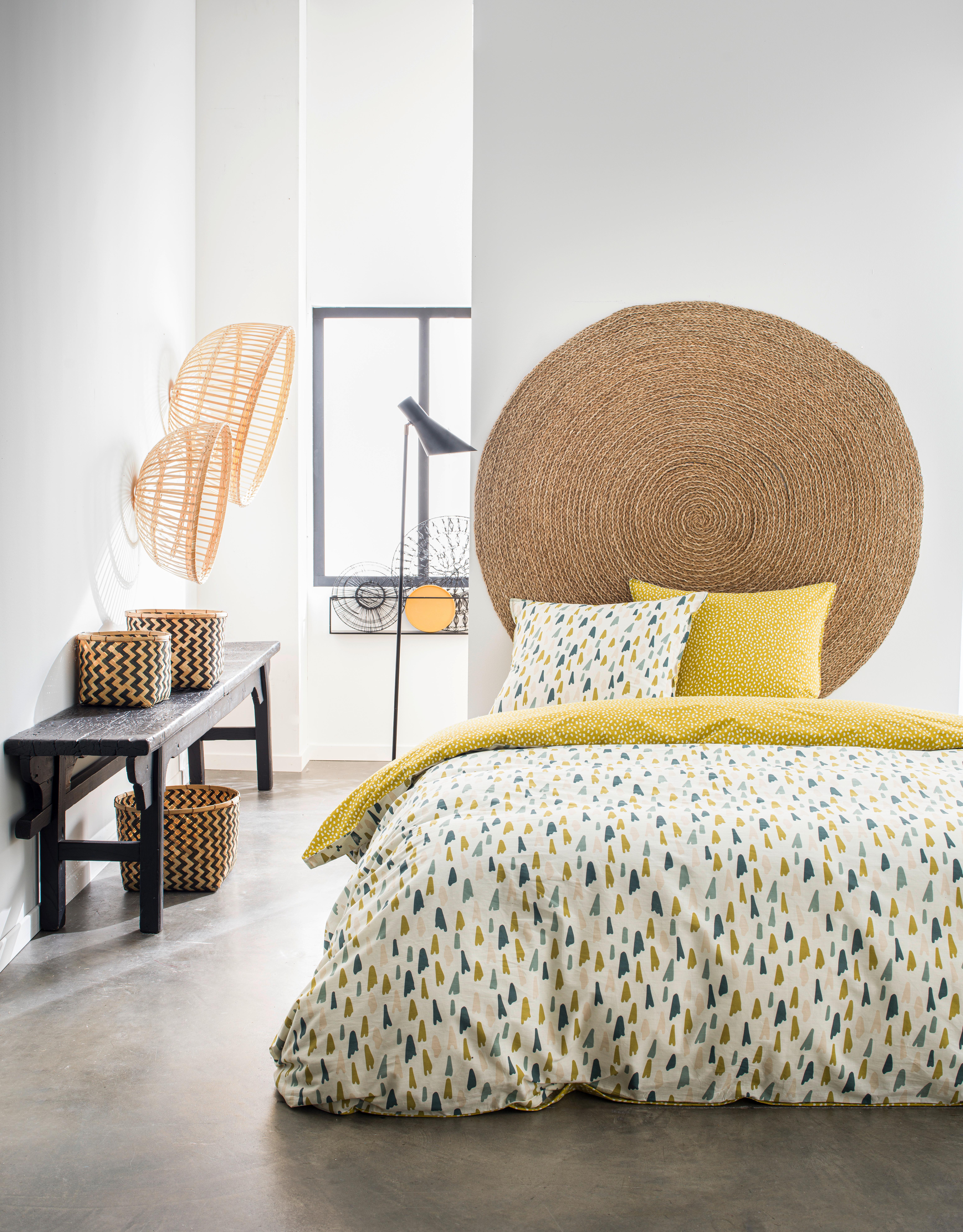 Ágyneműhuzat-garnitúra 3 Részes, Fehér/sárga - textil