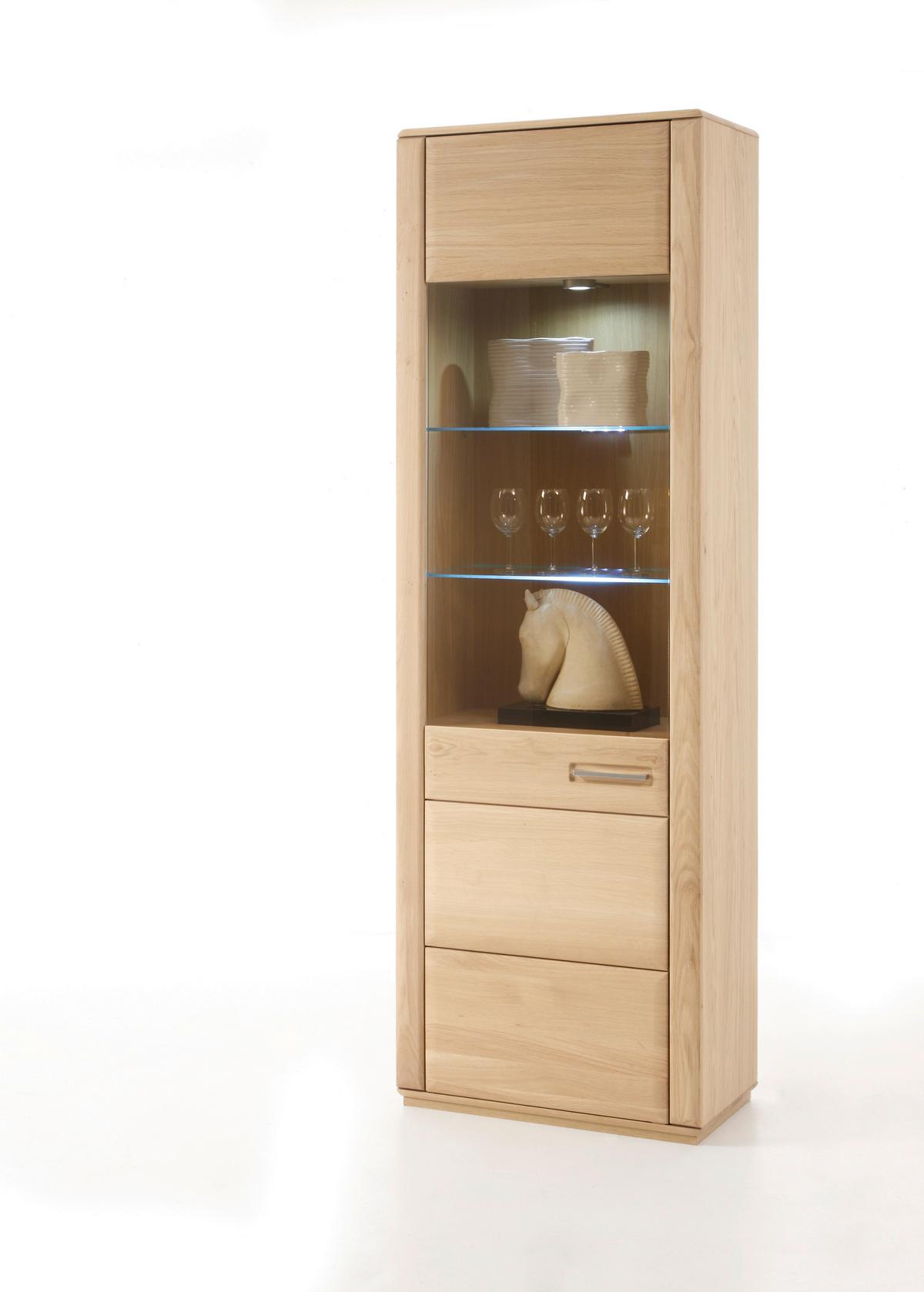 Vitrine teilmassiv B: 69 cm Sena Eichefarben - Eichefarben, Design, Glas/Holz (69/209/38cm) - Livetastic