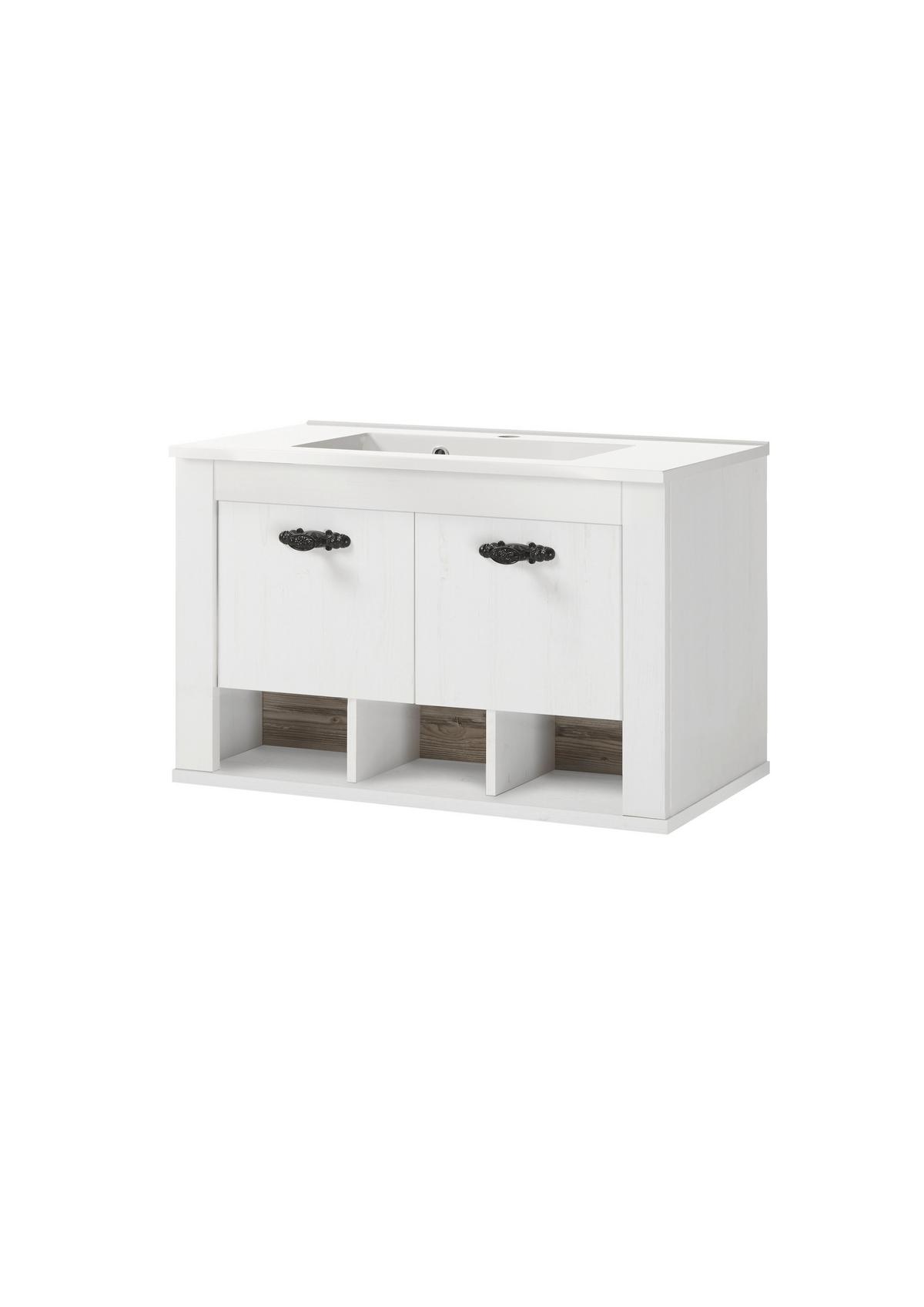 Waschtischkombi Florenz Pinienfarben B: 82cm - Weiß/Pinienfarben, Design, Naturmaterialien/Holzwerkstoff (82/56/47cm) - MID.YOU