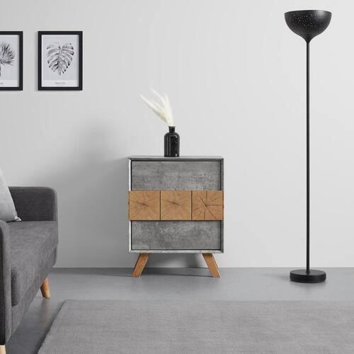 Noční stolek CASPER - šedá/barvy dubu, Moderní, dřevo (60/75/40cm) - Bessagi Home
