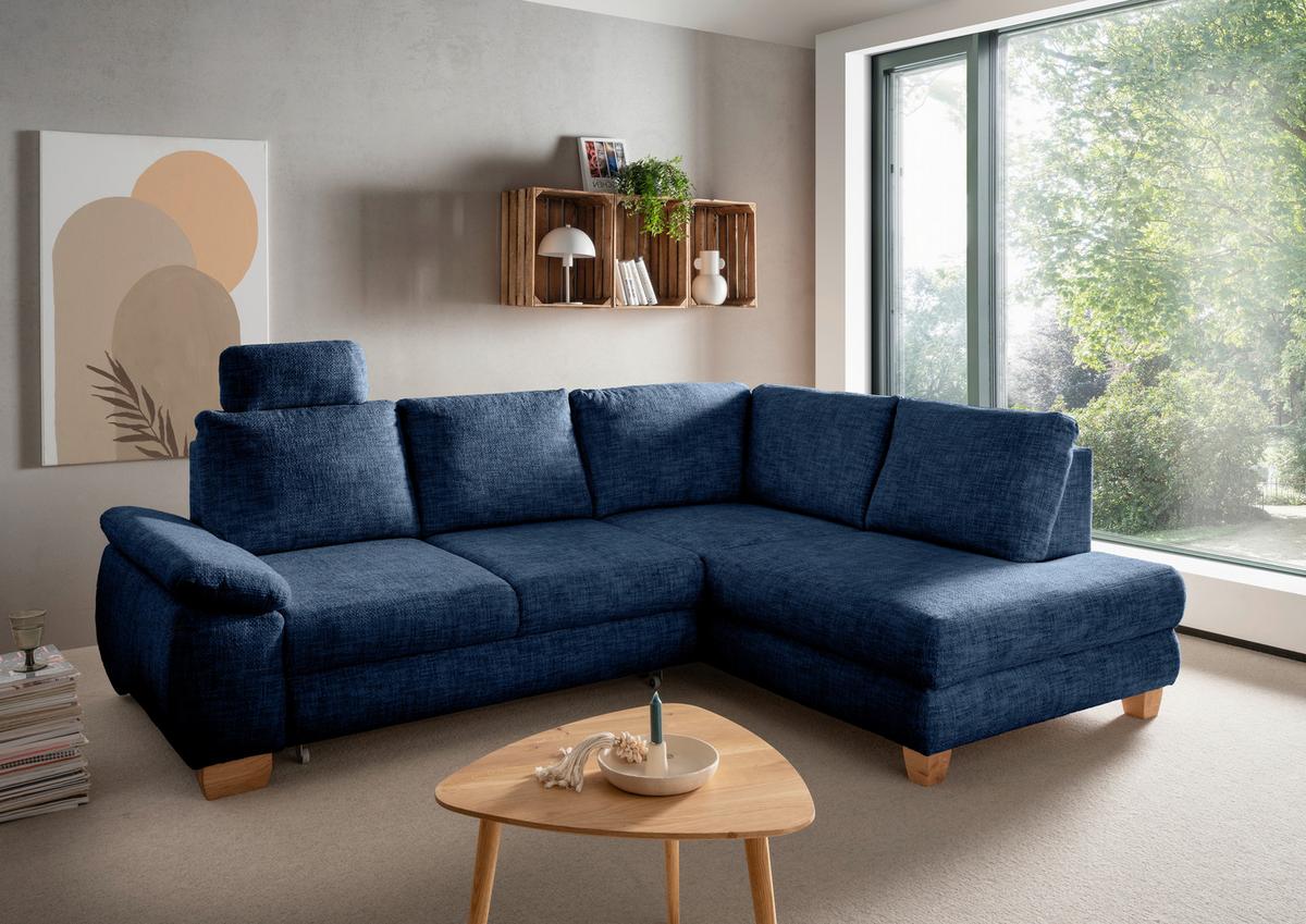 Eckschlafsofa Positano, Blau S: 265x206 Cm - Wildeiche/Blau, MODERN, Textil (265/206cm) - Livetastic