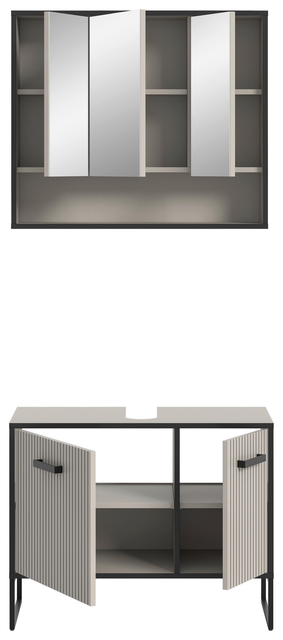 Badezimmer Bagno Schwarz/kaschmir B: 80cm - Kaschmir/Schwarz, MODERN, Holzwerkstoff (80cm) - MID.YOU