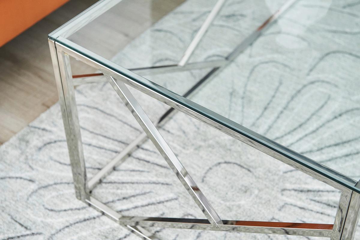 Couchtisch Silberfarben L: 120 Cm - Klar/Silberfarben, Design, Glas/Metall (120/60/45cm) - Livetastic