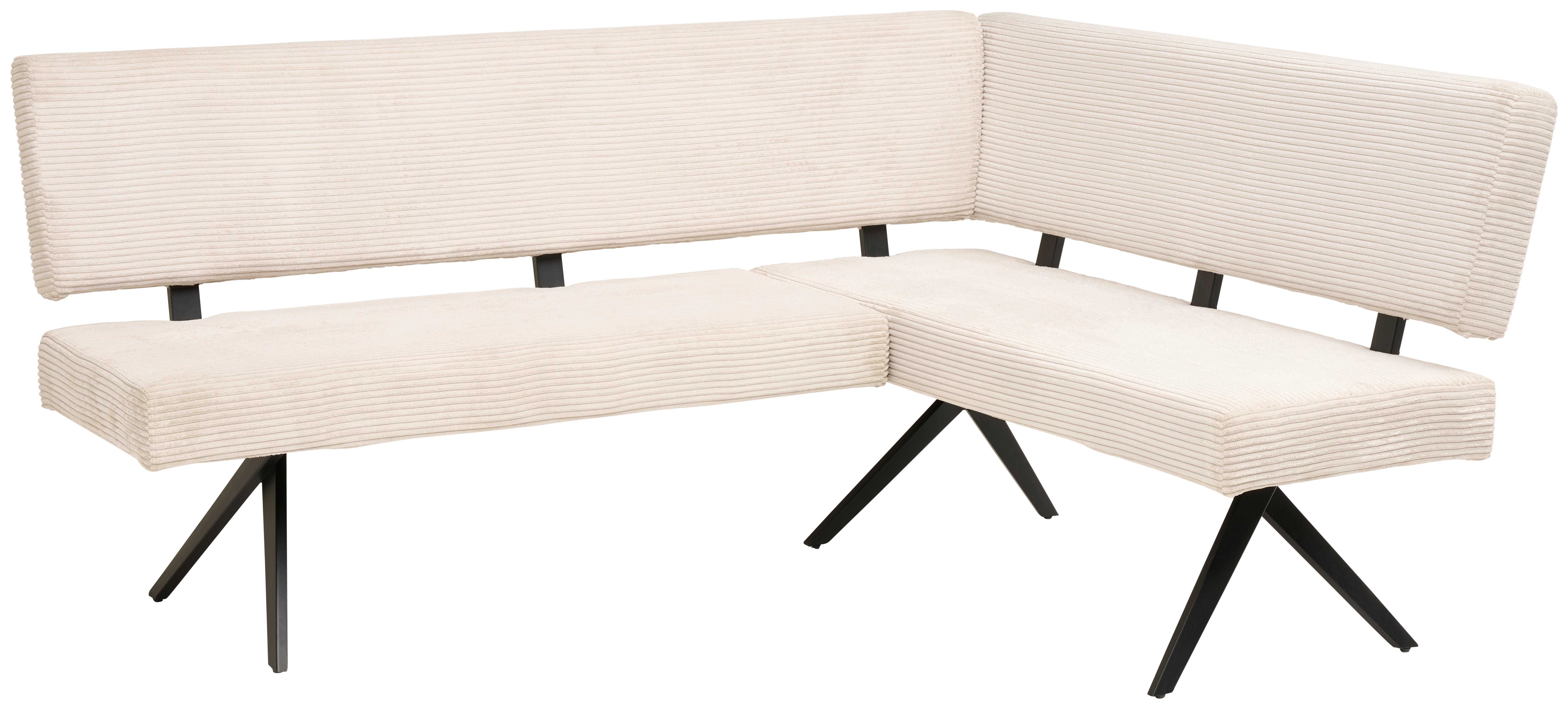 Eckbank Chios Cord Beige, S: 190x150 cm - Beige/Schwarz, KONVENTIONELL, Textil/Metall (190/150cm) - MID.YOU