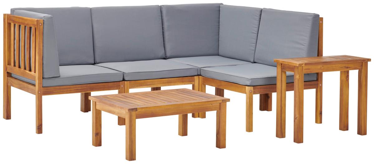 TERASOVÁ SEDACÍ SOUPRAVA LIOU - tmavě šedá/barvy akácie, Moderní, dřevo/textil (70/50/30cm) - Modern Living