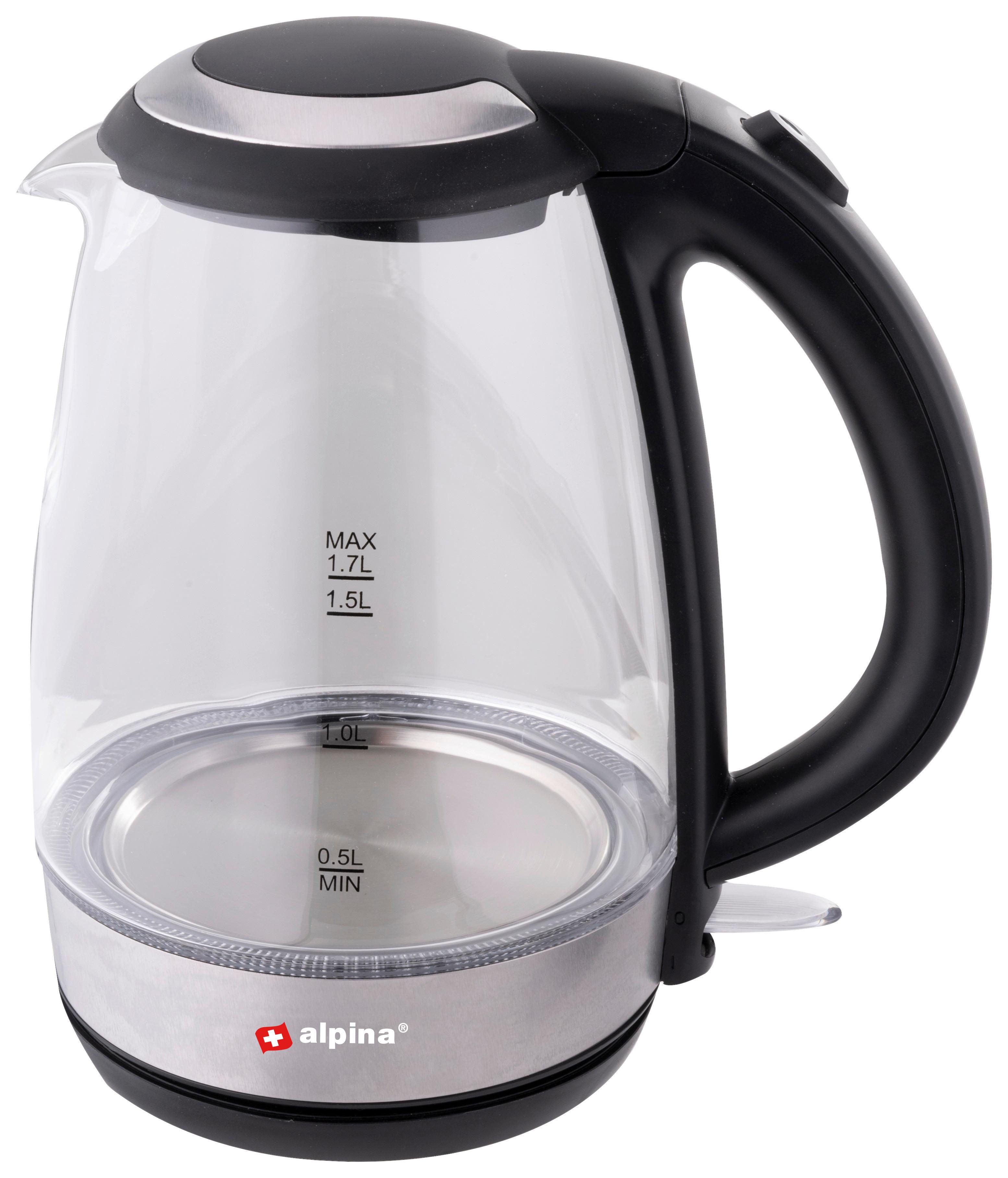 WASSERKOCHER 18554 WATER KETTLE - Schwarz, KONVENTIONELL, Glas/Kunststoff (22/15.8/24.7cm) - Alpina 6287