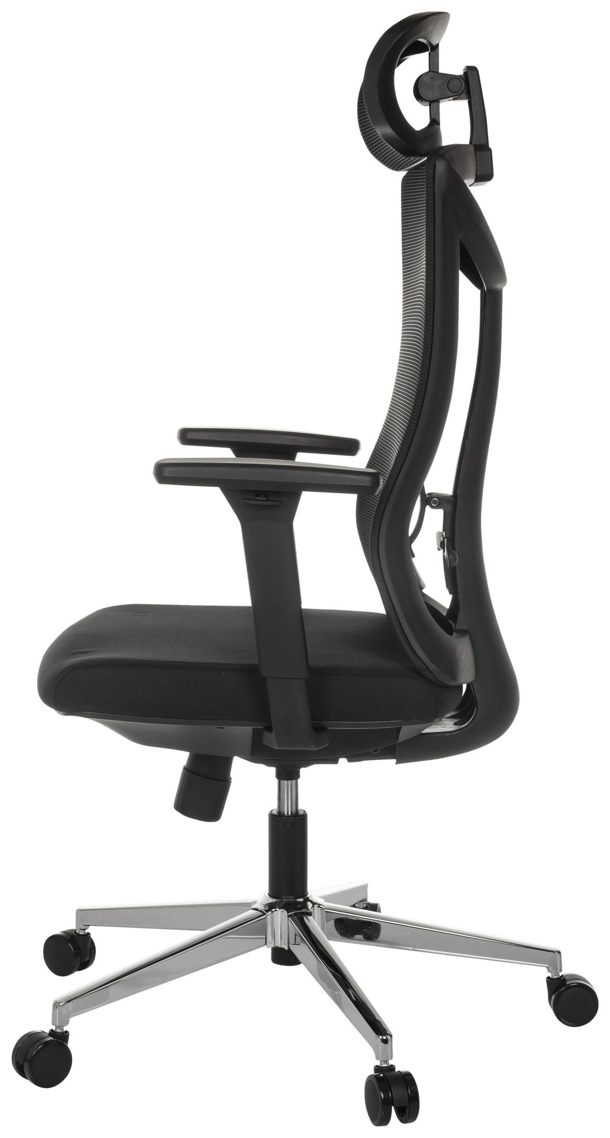 Drehstuhl Kamiak Schwarz B: 68 cm - Silberfarben/Schwarz, MODERN, Kunststoff/Textil (68/121 - 132/68cm) - MID.YOU