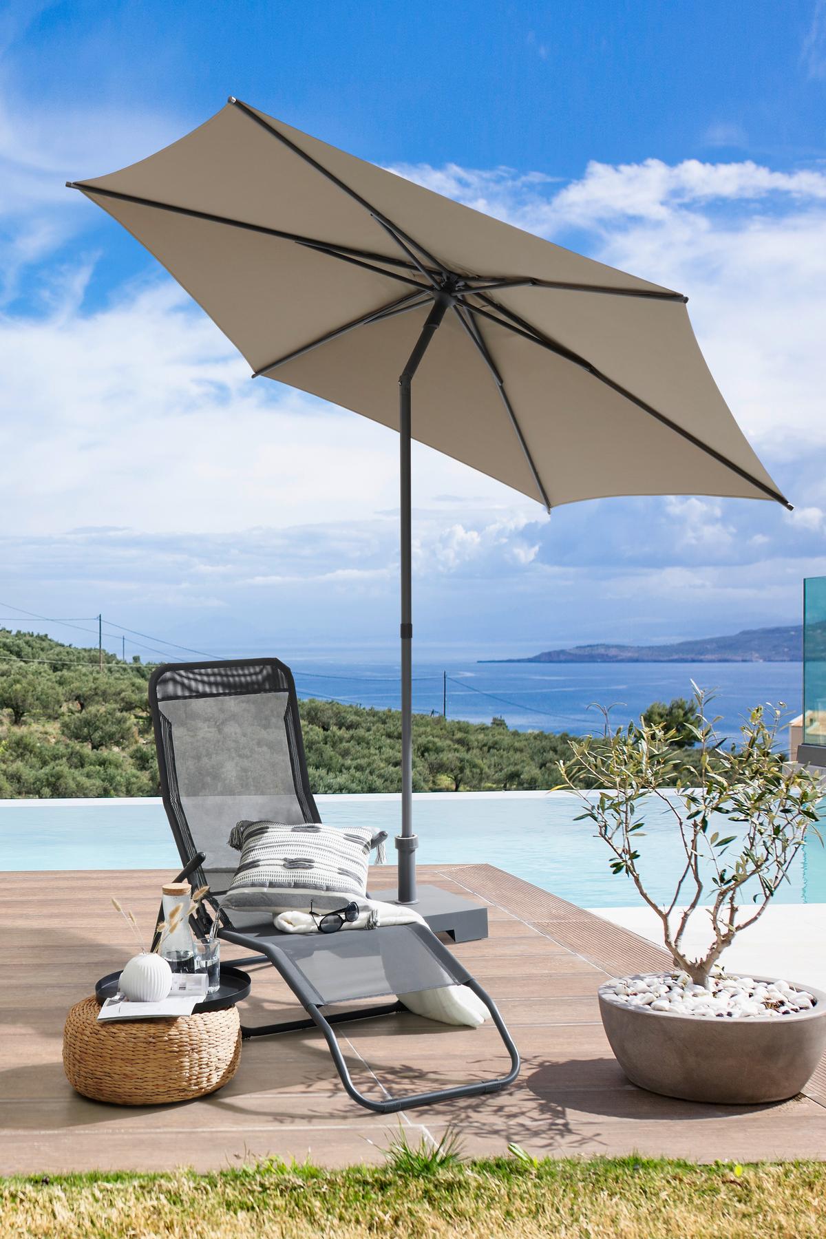 Sonnenschirm Sun BxHxT: 270x270x220 cm Taupe - Taupe/Anthrazit, MODERN, Textil/Metall (270/270/220cm) - Beldano