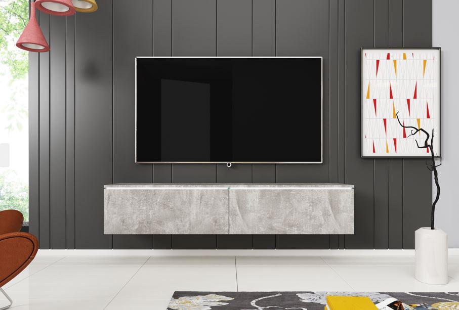 Lowboard B: 140 cm Betonoptik, Grau