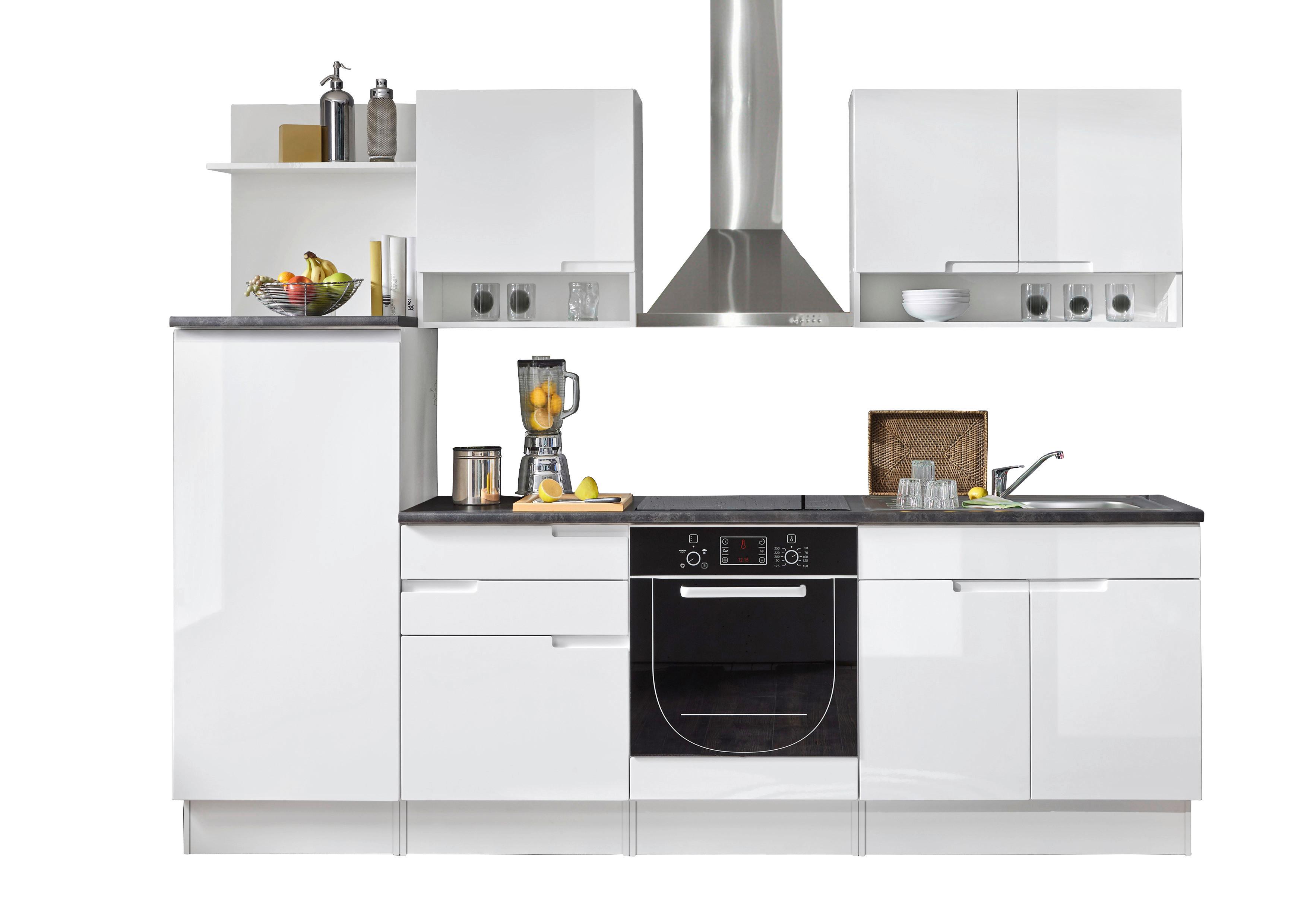 Küchenzeile Welcome Spice ohne Geräte 270 cm Weiß Hochglanz - Weiß, Design, Holzwerkstoff (270cm) - Livetastic