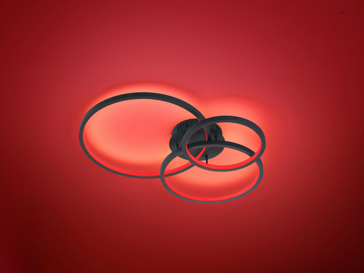 LED-Deckenleuchte Aaron L: 79 cm mit Smartphone-Steuerung - Anthrazit, Design, Metall (79/10,5/64cm) - Trio Leuchten