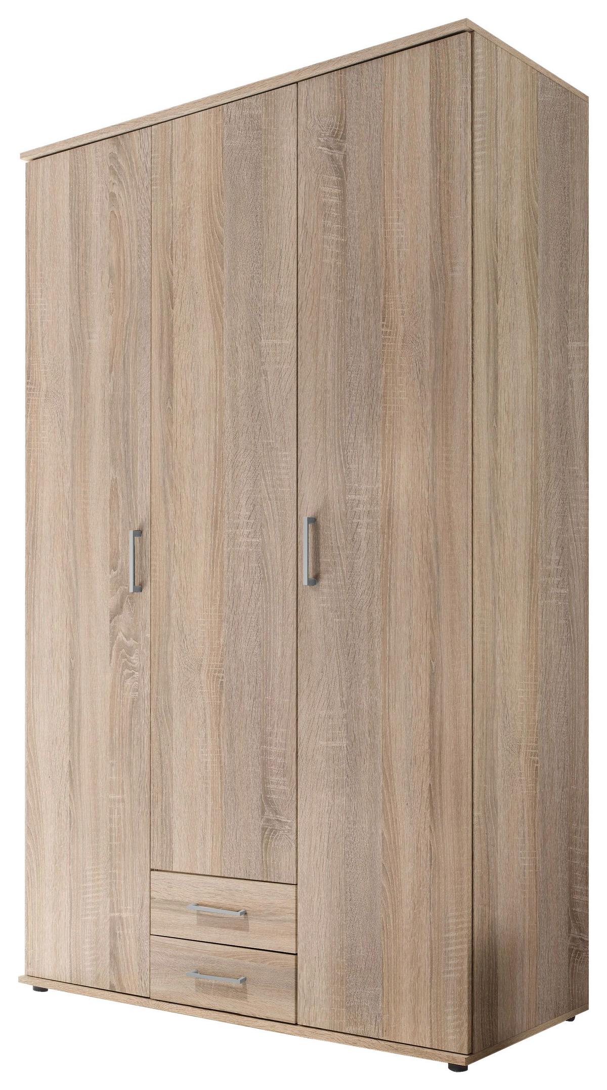 Drehtürenschrank Mit 2 Laden 120cm Paul,sonomaeiche 3-Türig - Sonoma Eiche, Basics, Glas/Holzwerkstoff (120/196/54cm)