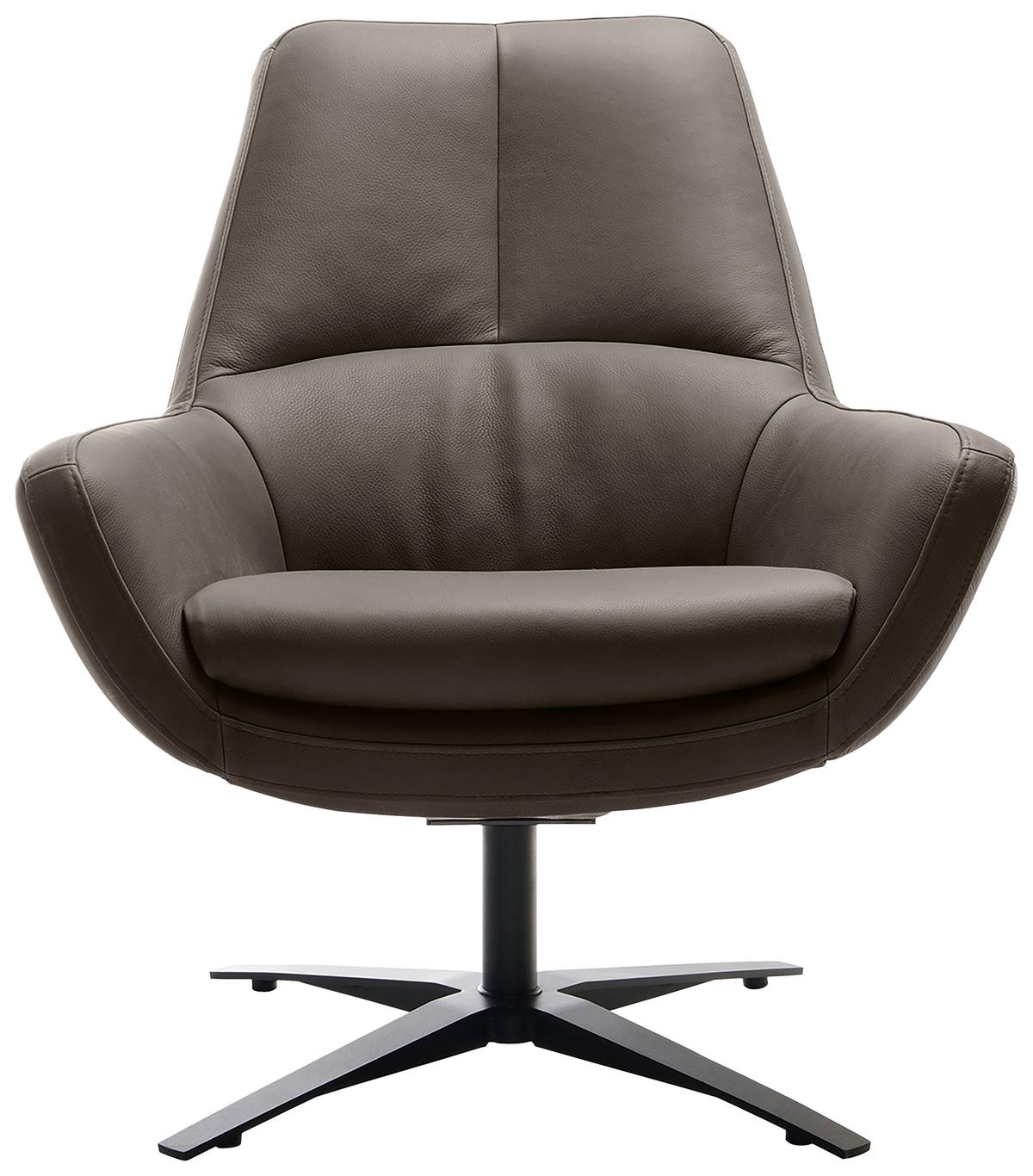 SESSEL BE ORGANIC - Schwarz/Grau, MODERN, Leder (81/92/83cm) - Trendmanufaktur