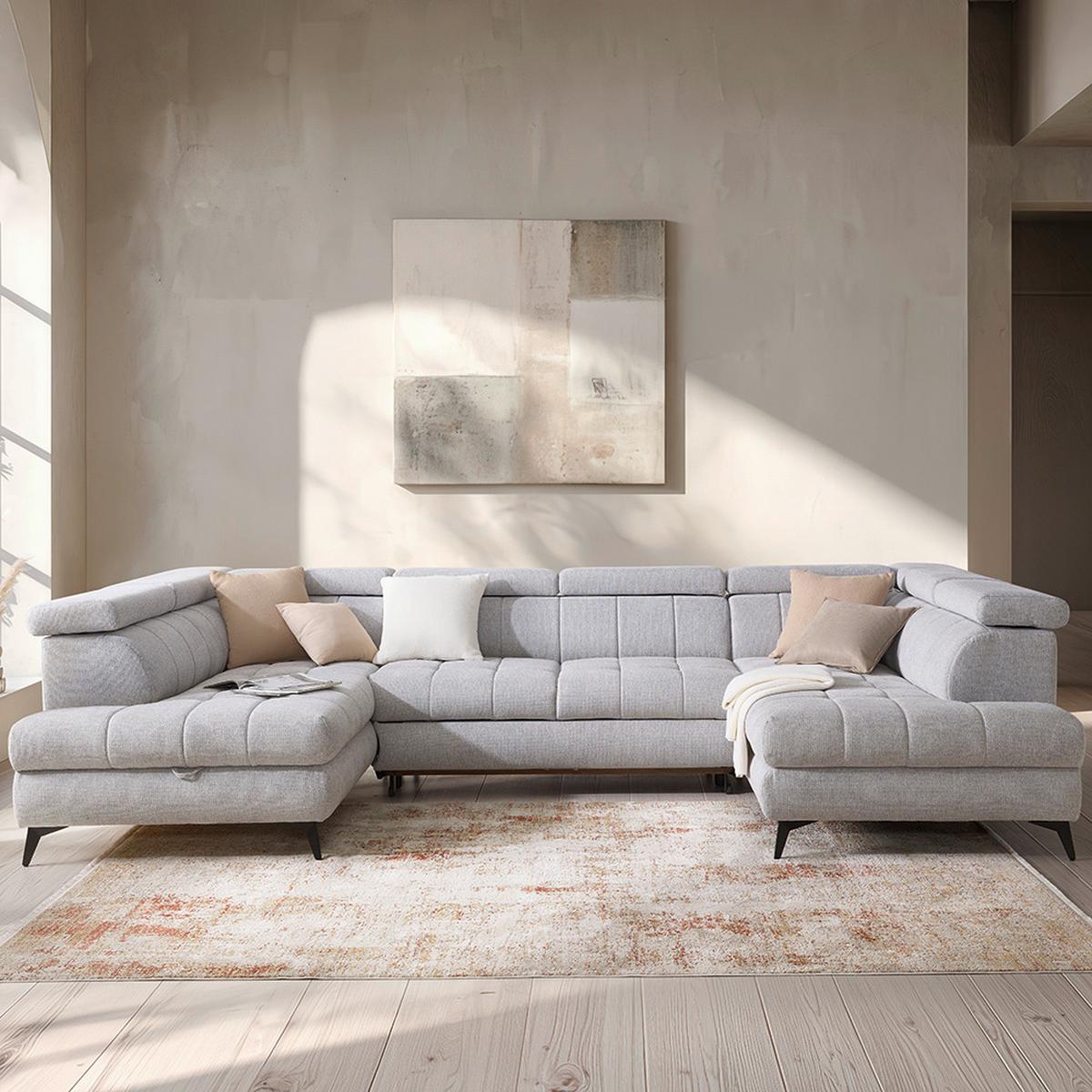 Sedací souprava LOOK, levá, stříbrná - barvy stříbra/černá, Moderní, kov/dřevo (195/82-100/343cm) - Mömax