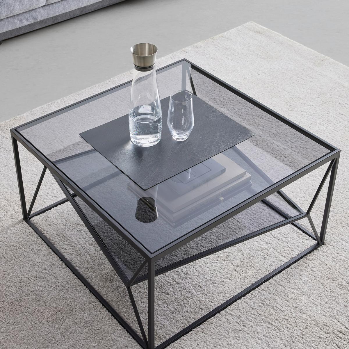 KONFERENČNÍ STOLEK ANGEL - šedá/černá, Moderní, kov/sklo (70/70/38cm) - Premium Living