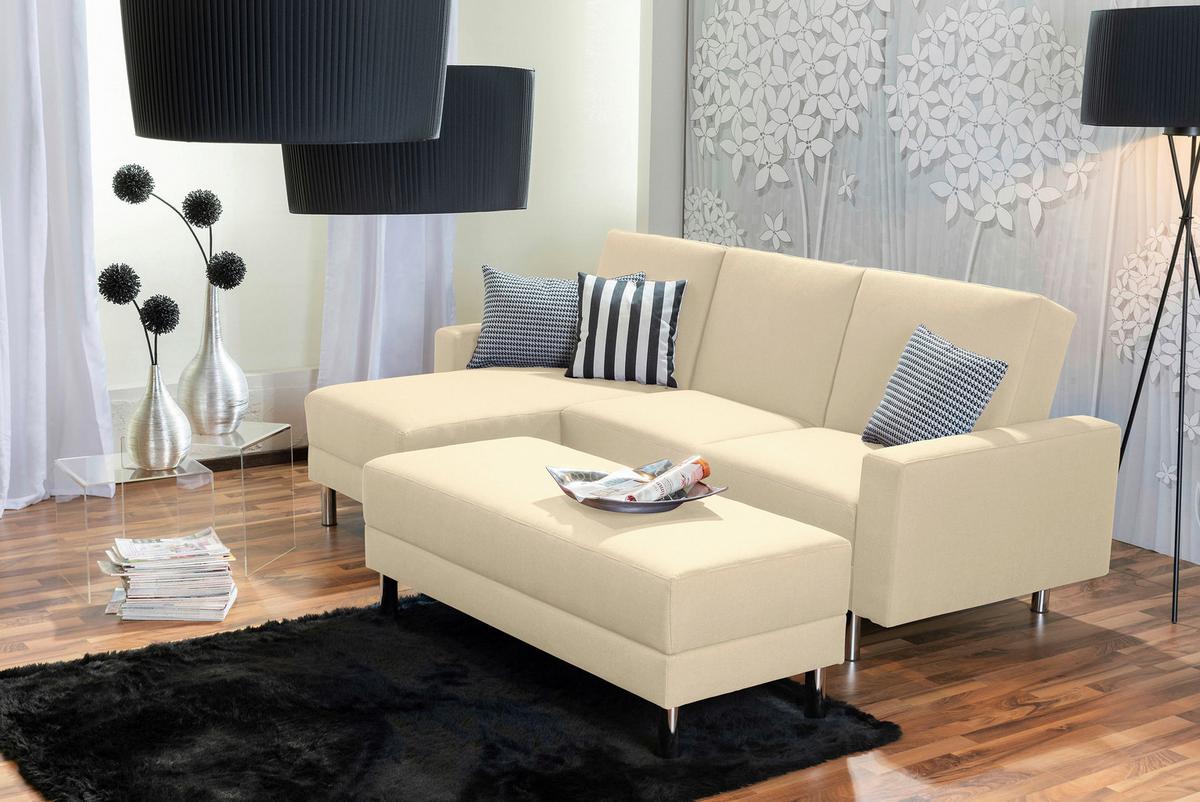 Ecksofa mit Schlaffunktion Just Fashion Beige - Chromfarben/Beige, KONVENTIONELL, Textil (152/230cm) - Max Winzer