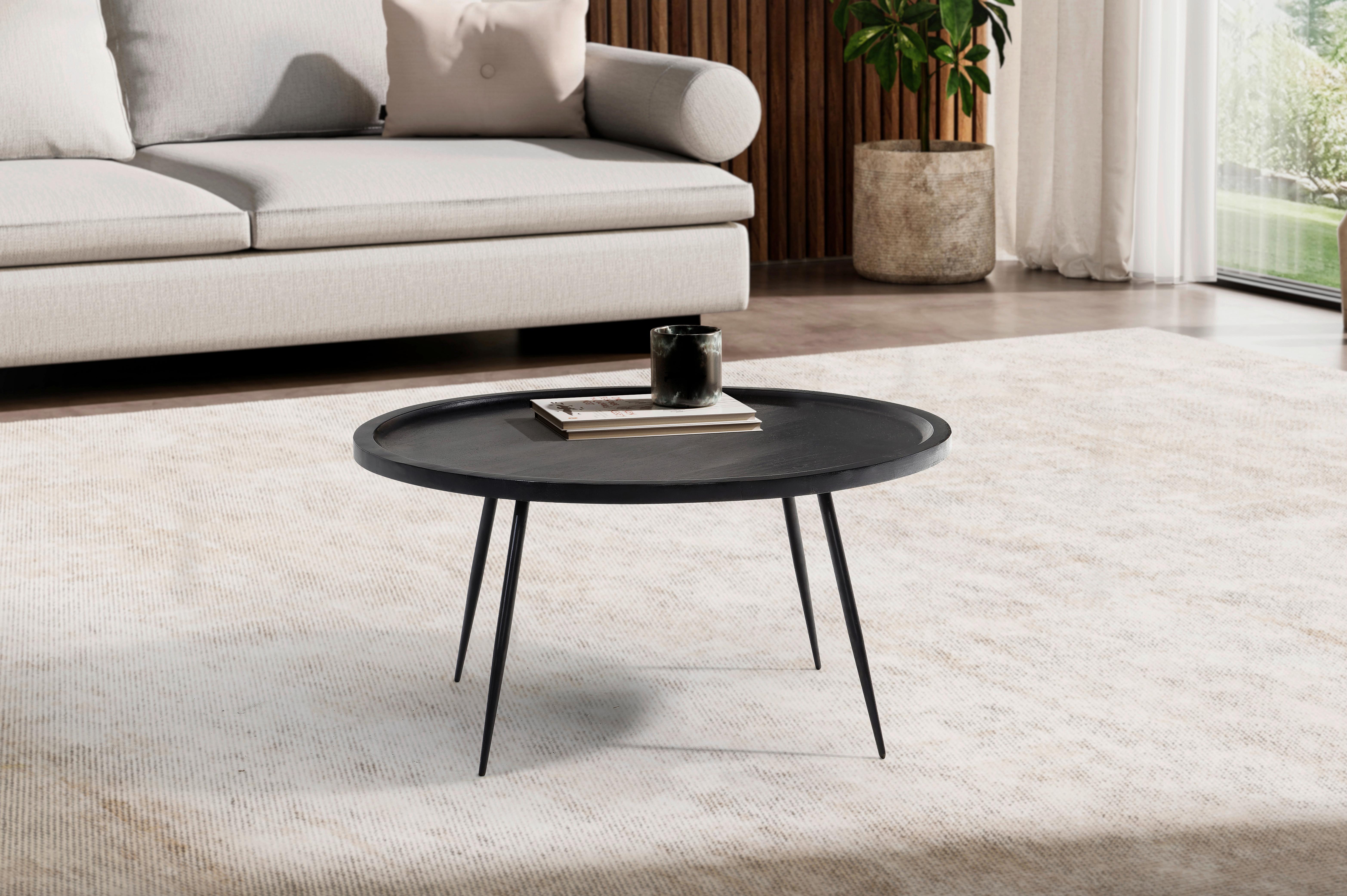 Couchtisch Schwarz L: 75 cm - Schwarz, Design, Holz/Metall (75/75/38cm) - MID.YOU