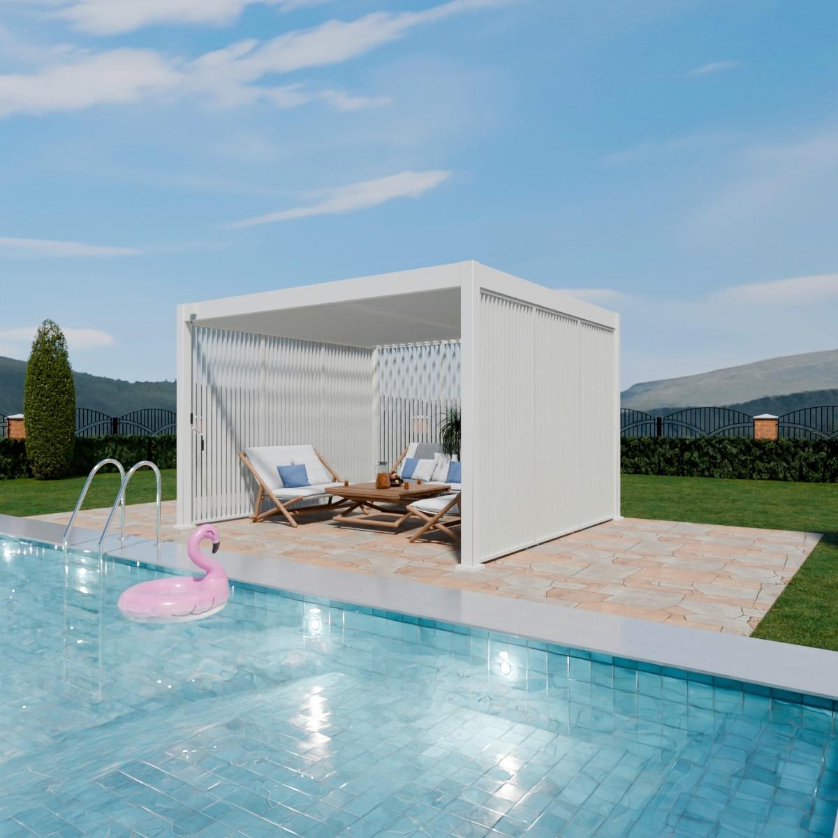 Pergola-Seitenteil Pl-P-V-113-Wss - Weiß Hochglanz, Basics, Metall (113,3/233,5/6,5cm)