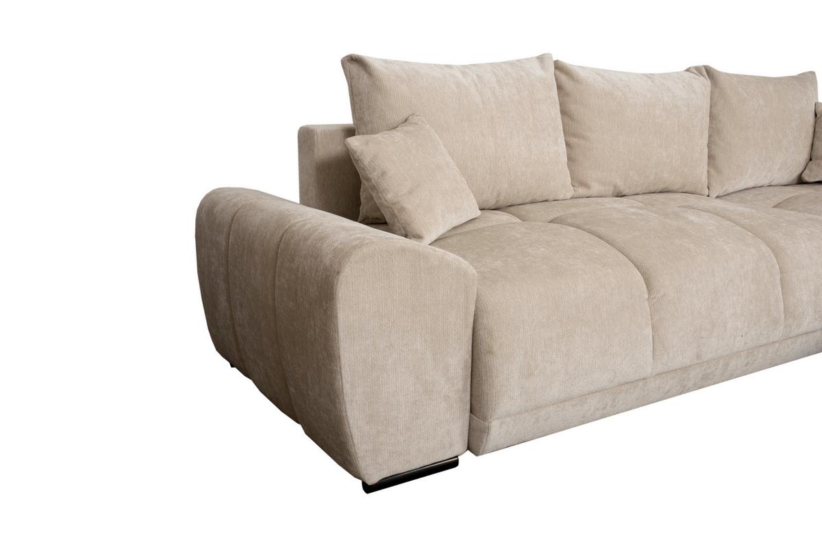 Rohová sedačka BONN, oboustranná, béžová žinylka - černá/béžová, Moderní, textil/plast (296/182cm)