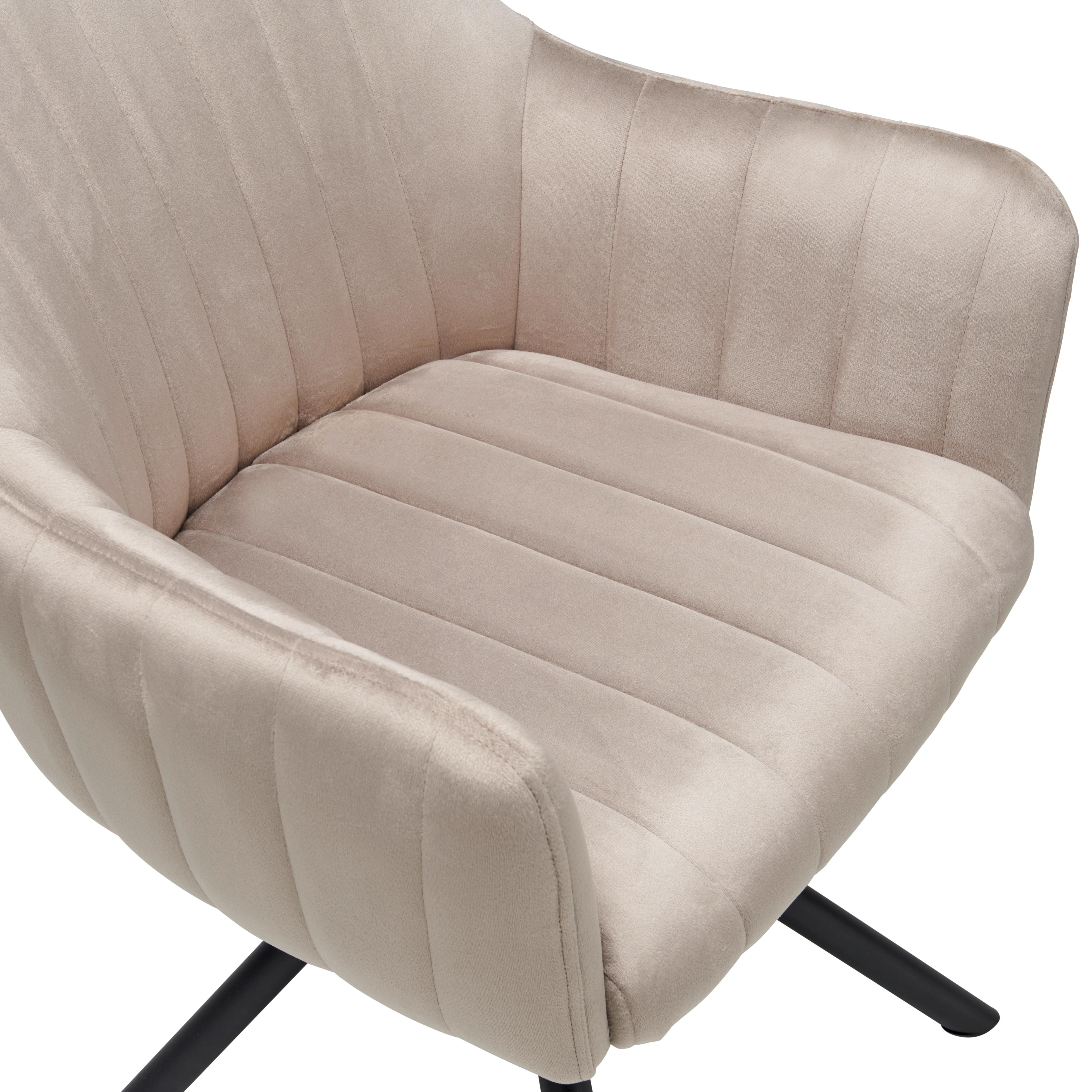 Armlehnstuhl Leila Braun/Schwarz Gepolstert - Beige/Schwarz, LIFESTYLE, Textil/Metall (60/83/59cm) - MID.YOU