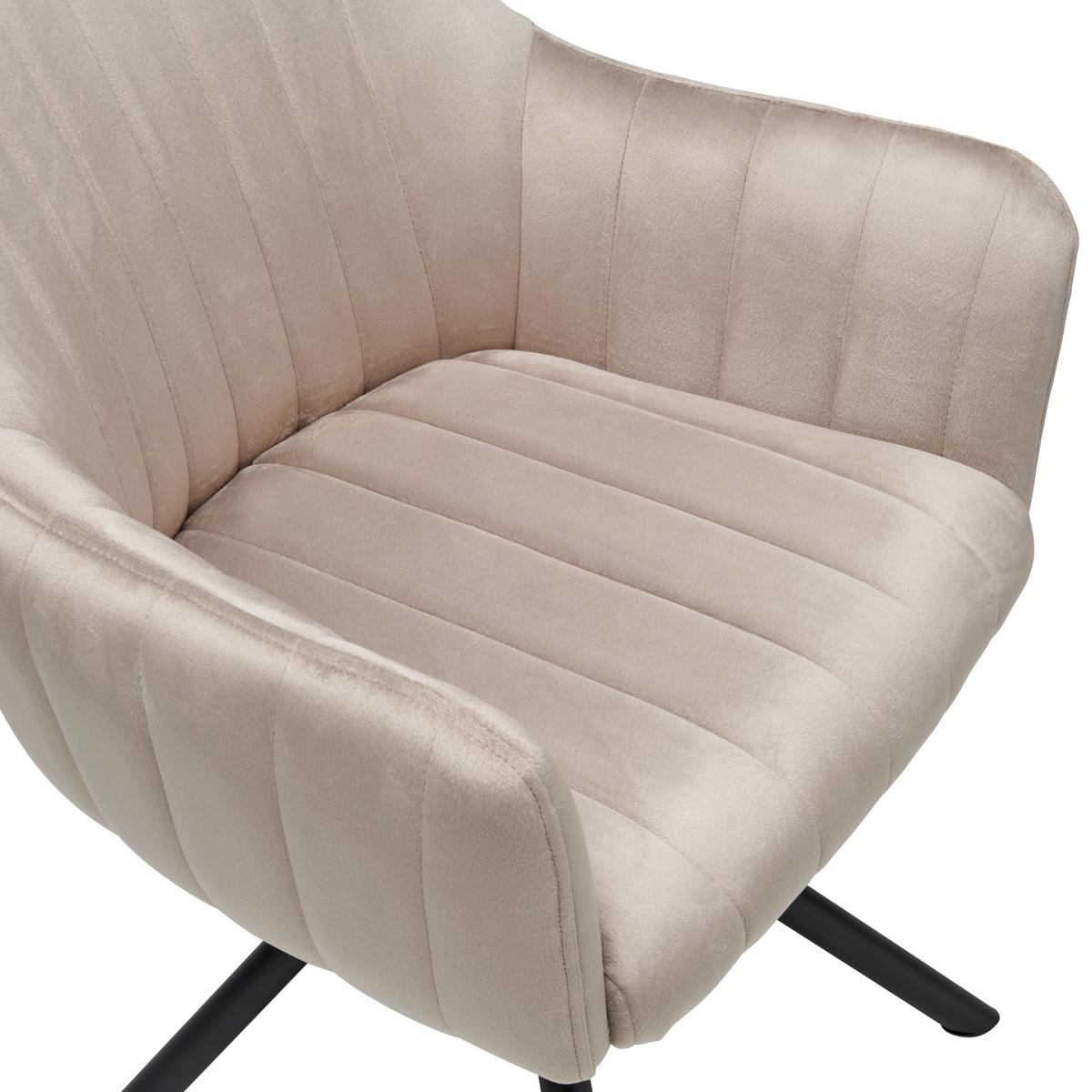 Armlehnstuhl Leila Braun/Schwarz Gepolstert - Beige/Schwarz, LIFESTYLE, Textil/Metall (60/83/59cm) - MID.YOU
