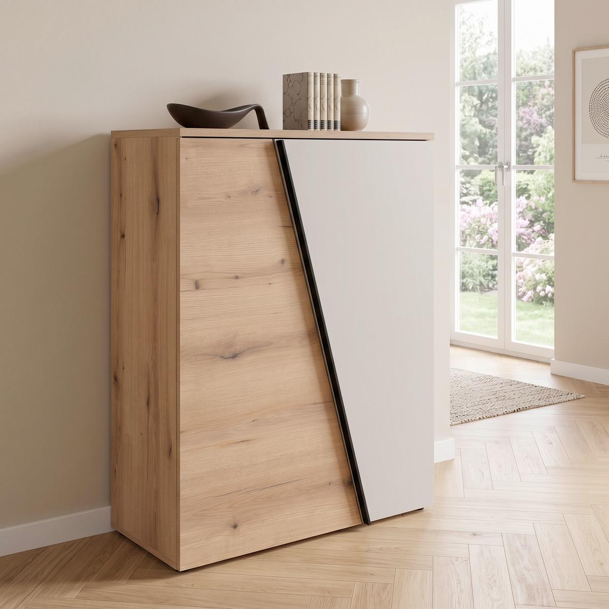 Kommode Venedig, B: 90cm Eichefarben/Kaschmir - Kaschmir/Eichefarben, MODERN, Holzwerkstoff (90/121,5/40cm)