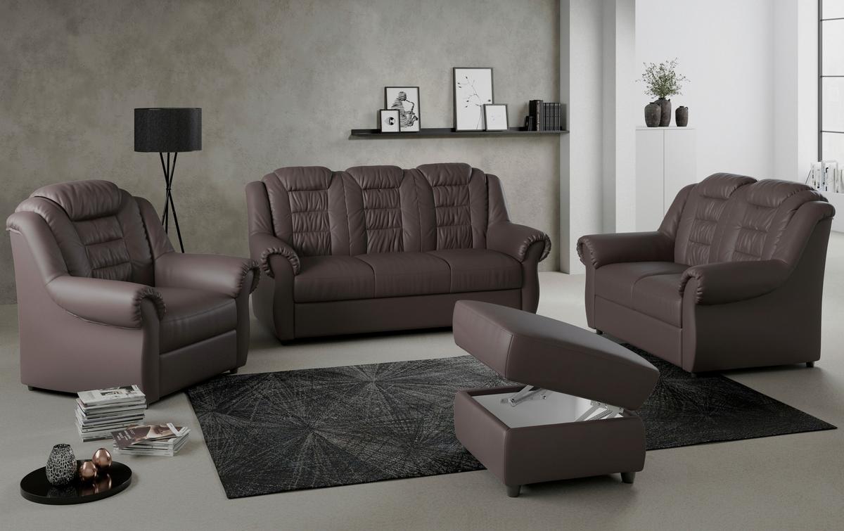 Polstersessel Boston Braun Lederlook - Schwarz/Braun, KONVENTIONELL, Textil (104/102/101cm) - Livetastic