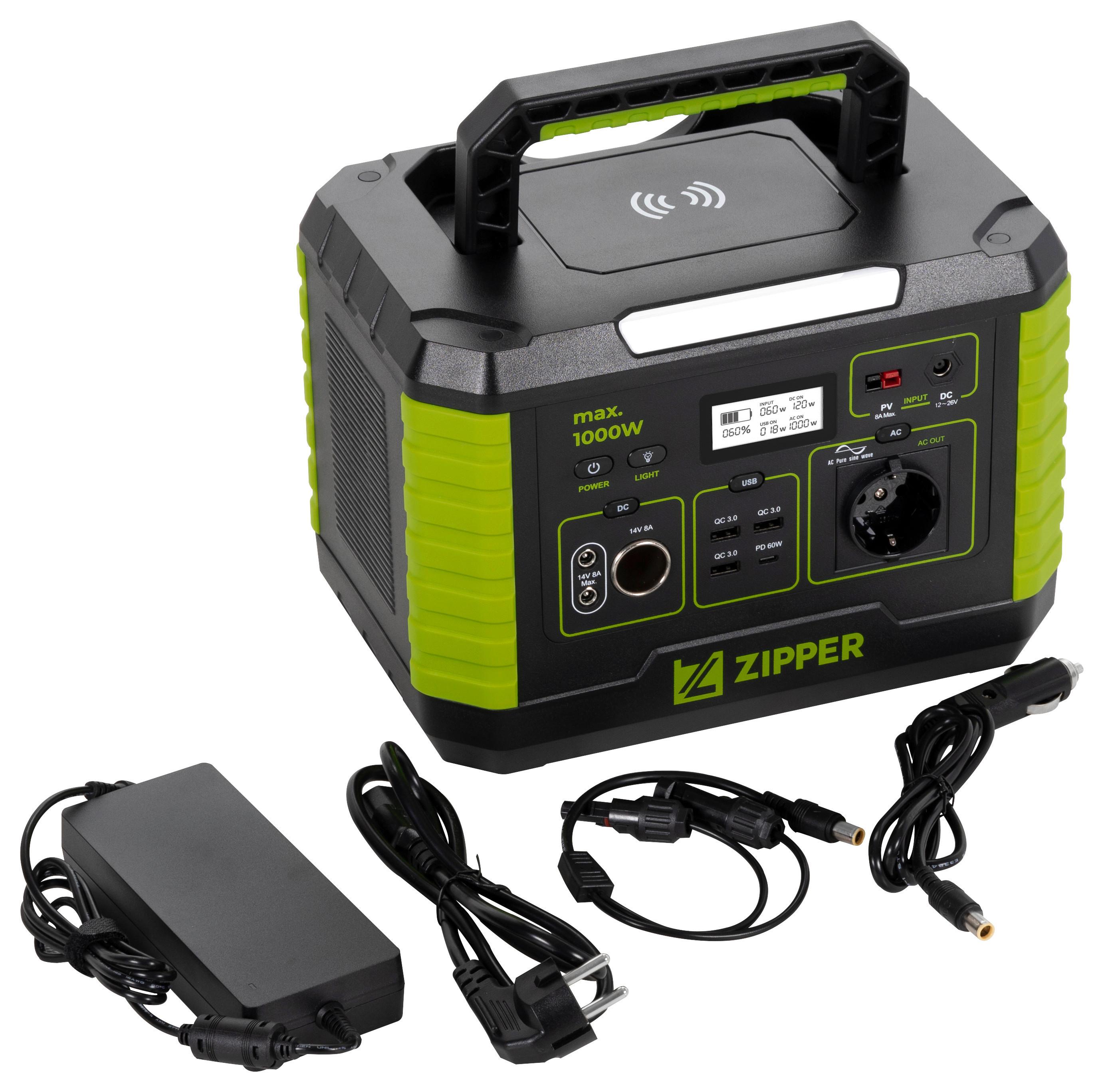 Powerstation Zi-Ps1000 1000 W Tragbar - Schwarz/Grün, Basics (27,4/29,5/41cm) - Zipper