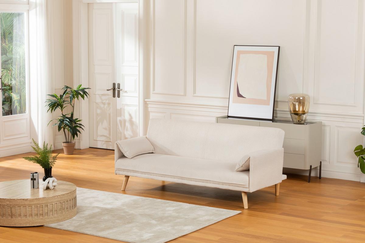 Kanapéágy Como - krémszínű, Design, textil (193/81/92cm) - Livetastic