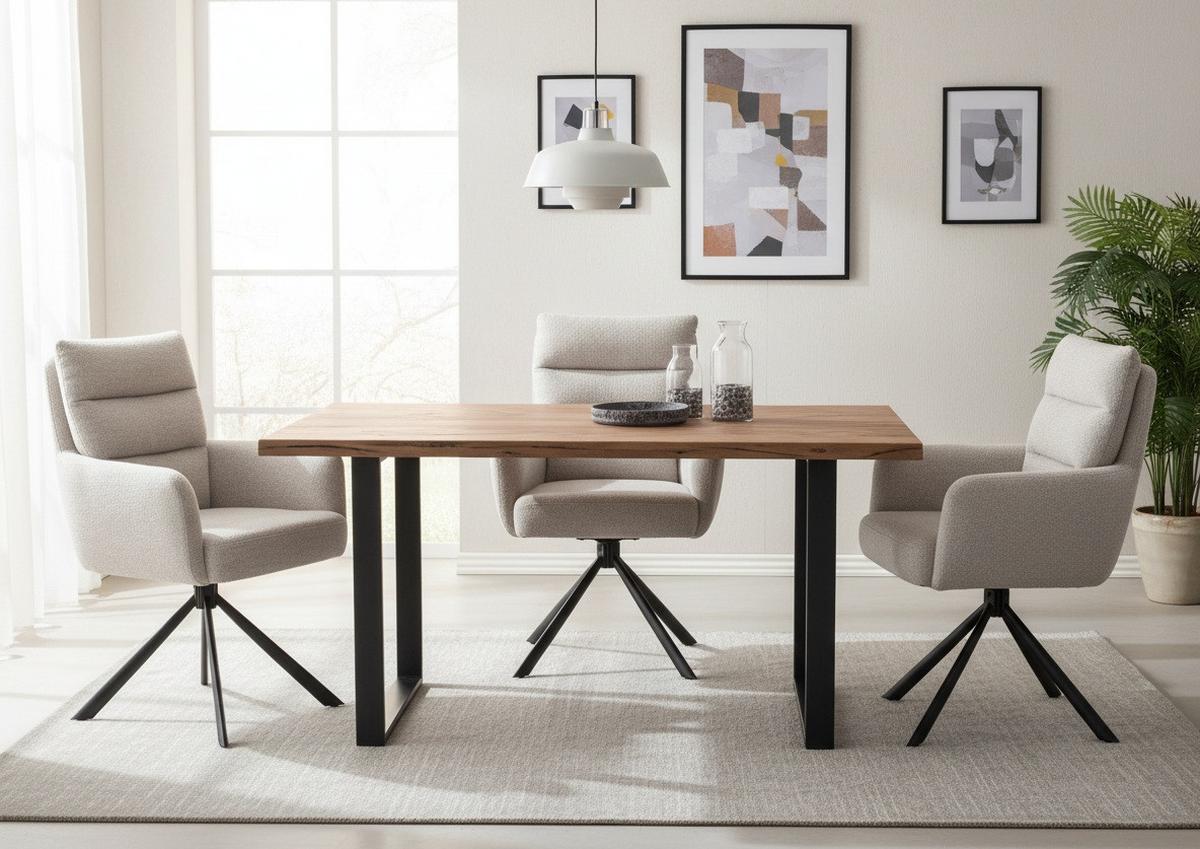 Armlehnstuhl Elli Taupe Sitzfl. 180° Drehbar, B: 60cm - Taupe/Schwarz, KONVENTIONELL, Textil/Metall (60/95/67cm) - MID.YOU