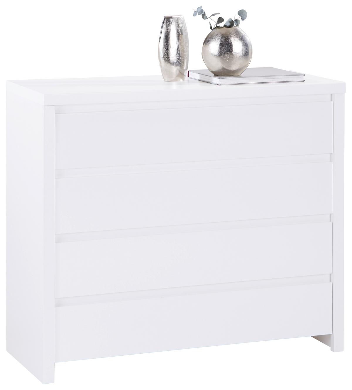 Kommode B: 105 cm Larios, Weiß - Weiß, MODERN, Holzwerkstoff (105/91/40cm)